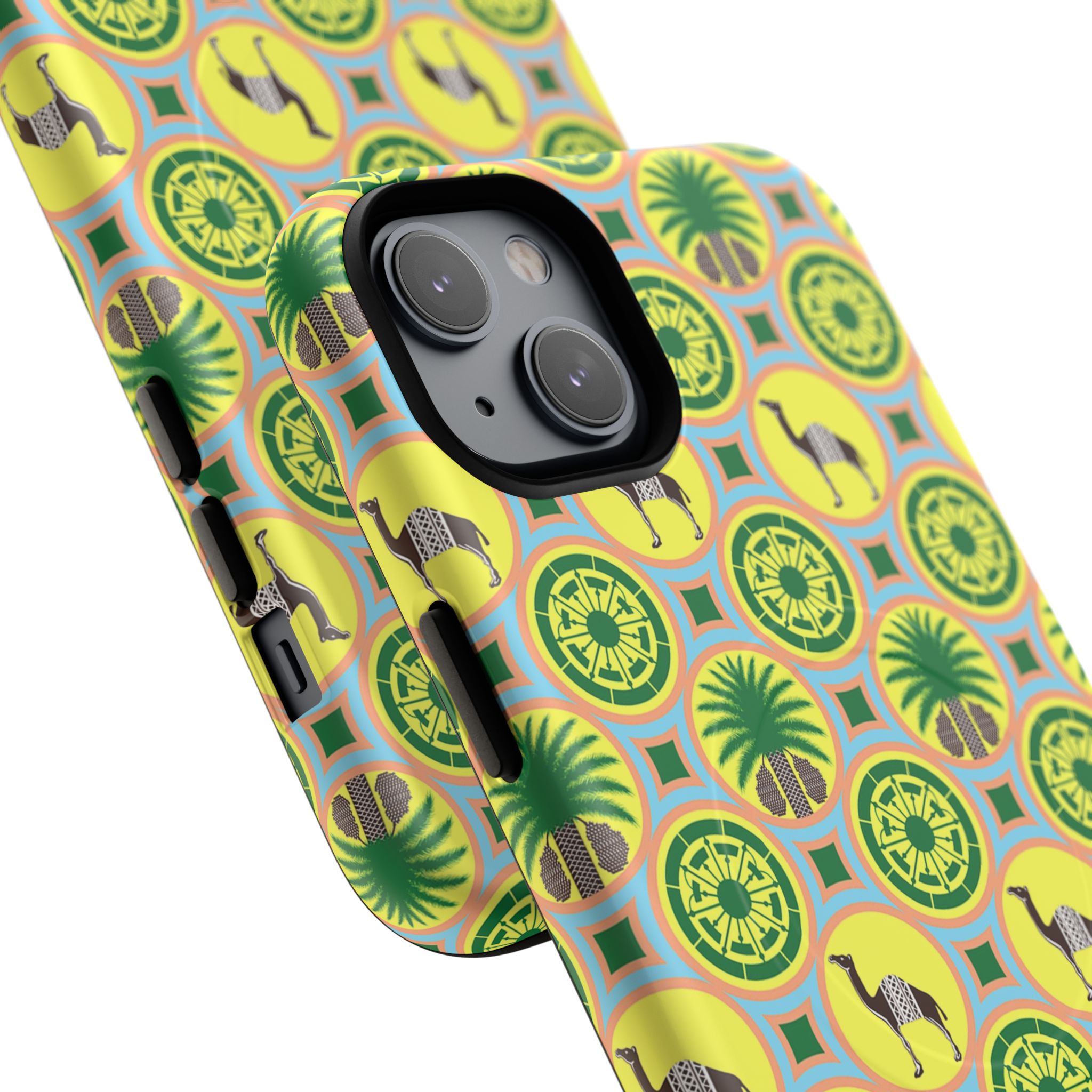 Classic Tent Pattern Tough Magnetic Phone Case — Yellow Green Geometric Protection - 图片 41