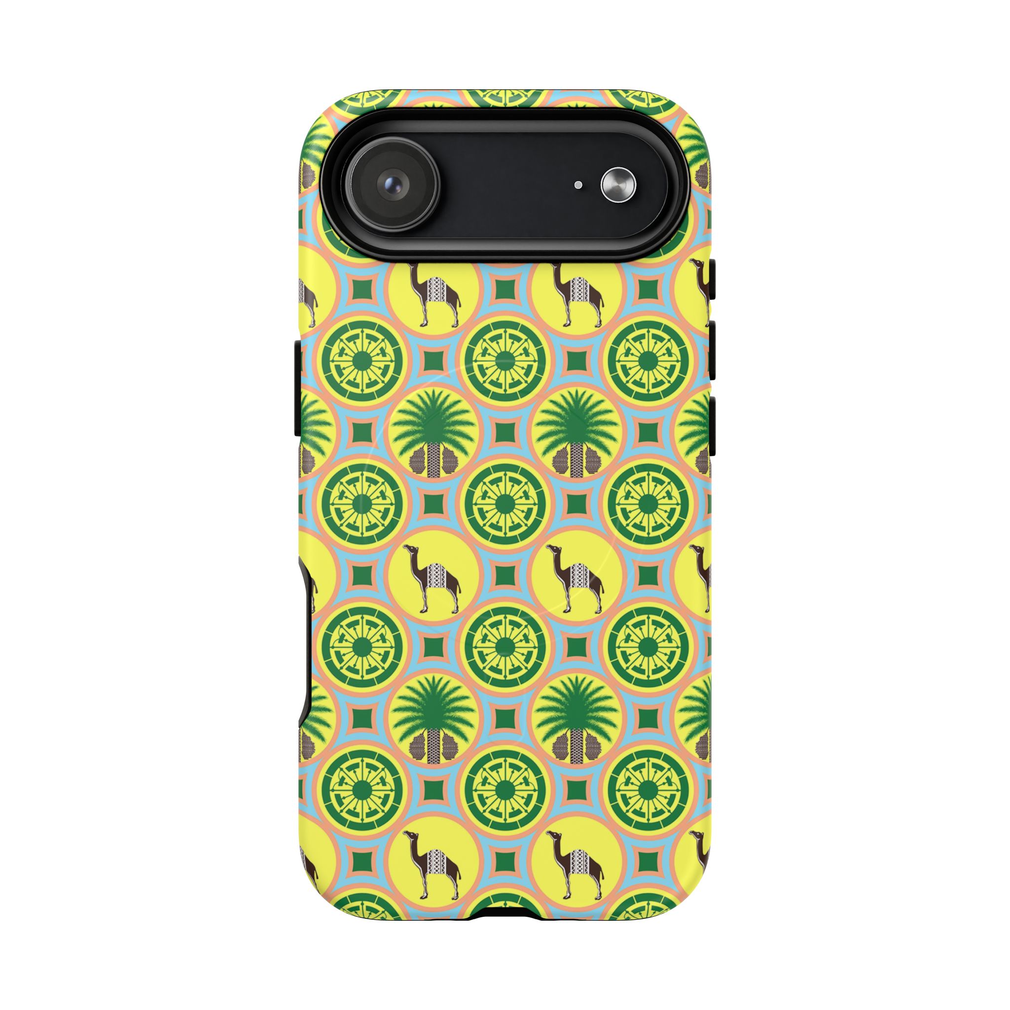 Classic Tent Pattern Tough Magnetic Phone Case — Yellow Green Geometric Protection - 图片 79