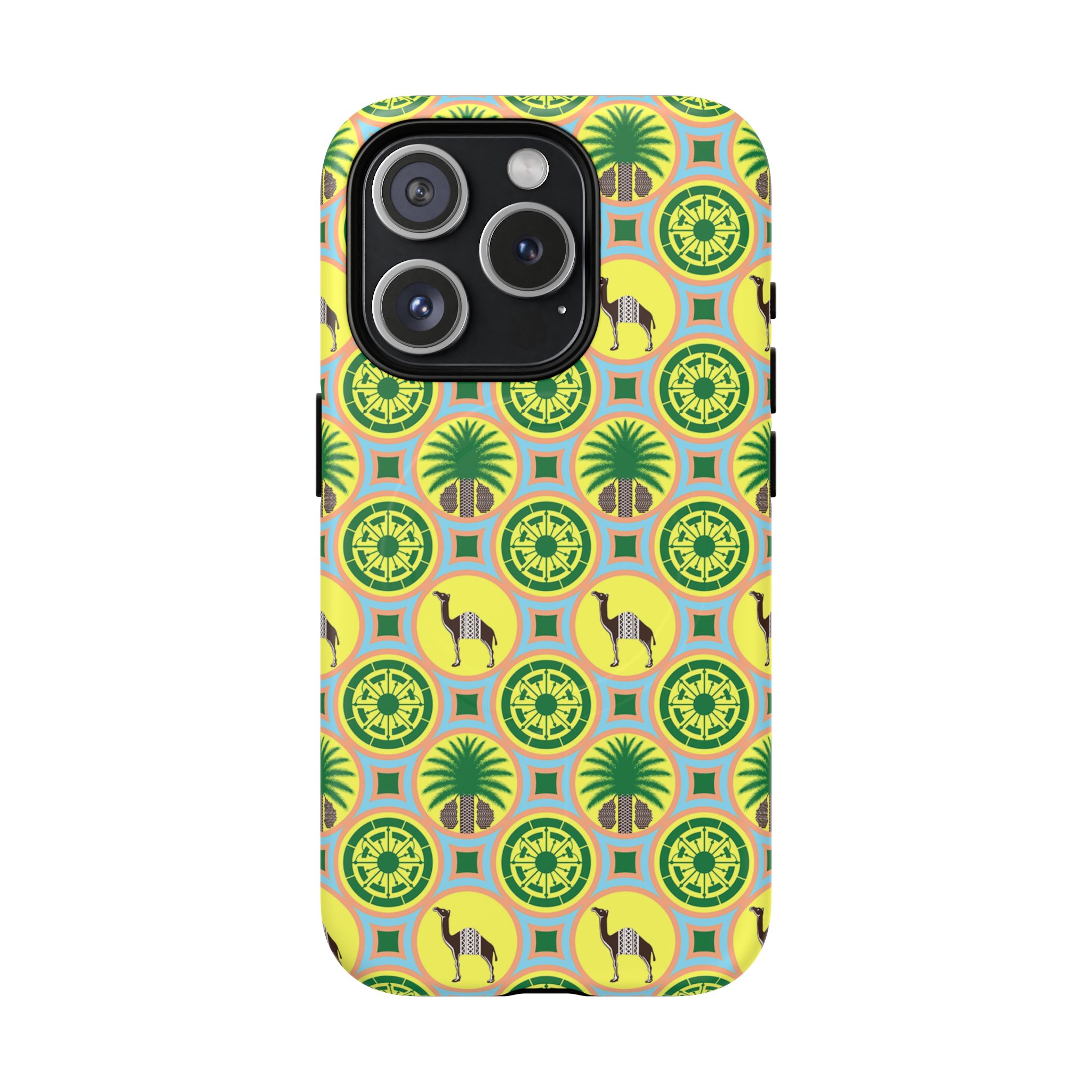 Classic Tent Pattern Tough Magnetic Phone Case — Yellow Green Geometric Protection - 图片 10