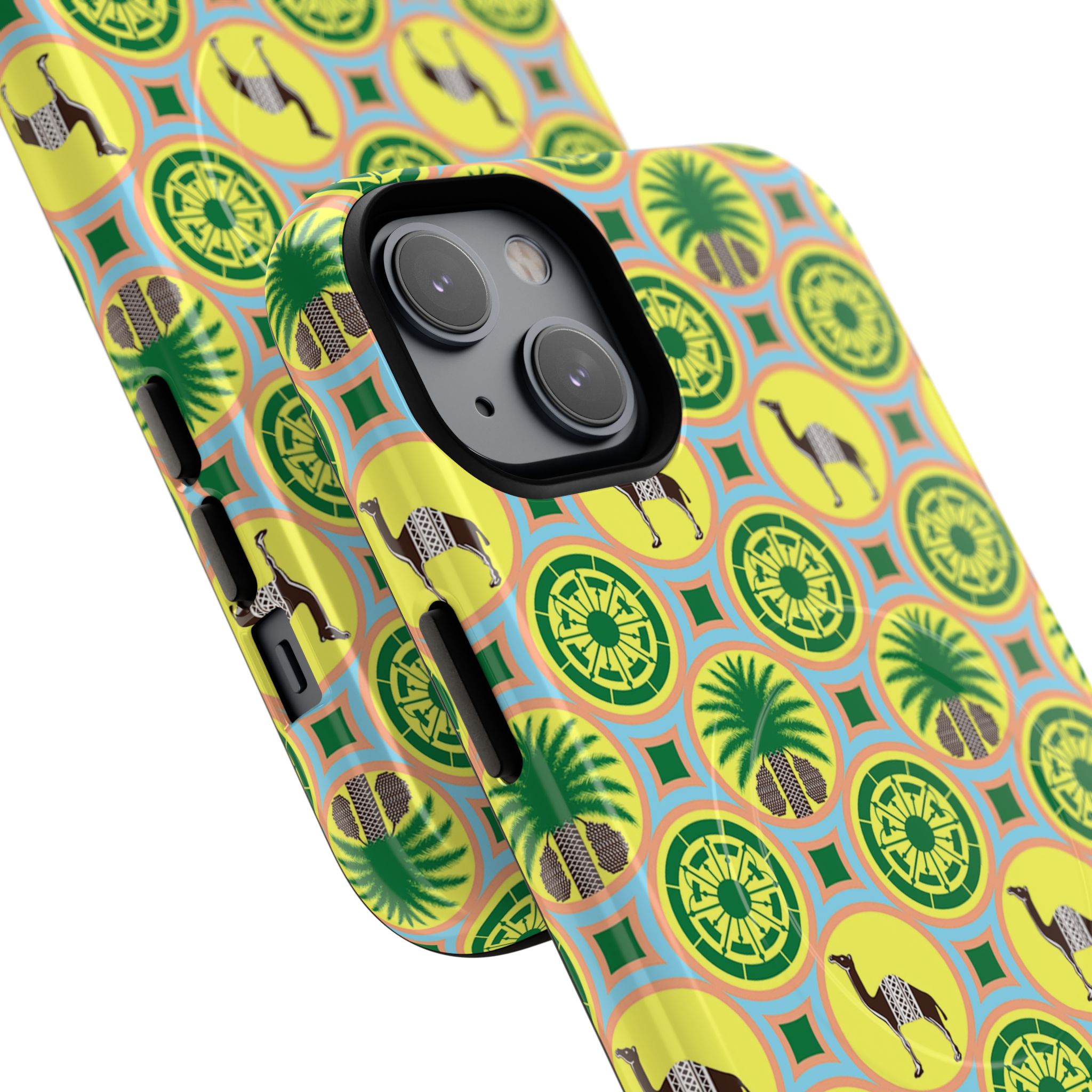 Classic Tent Pattern Tough Magnetic Phone Case — Yellow Green Geometric Protection - 图片 38