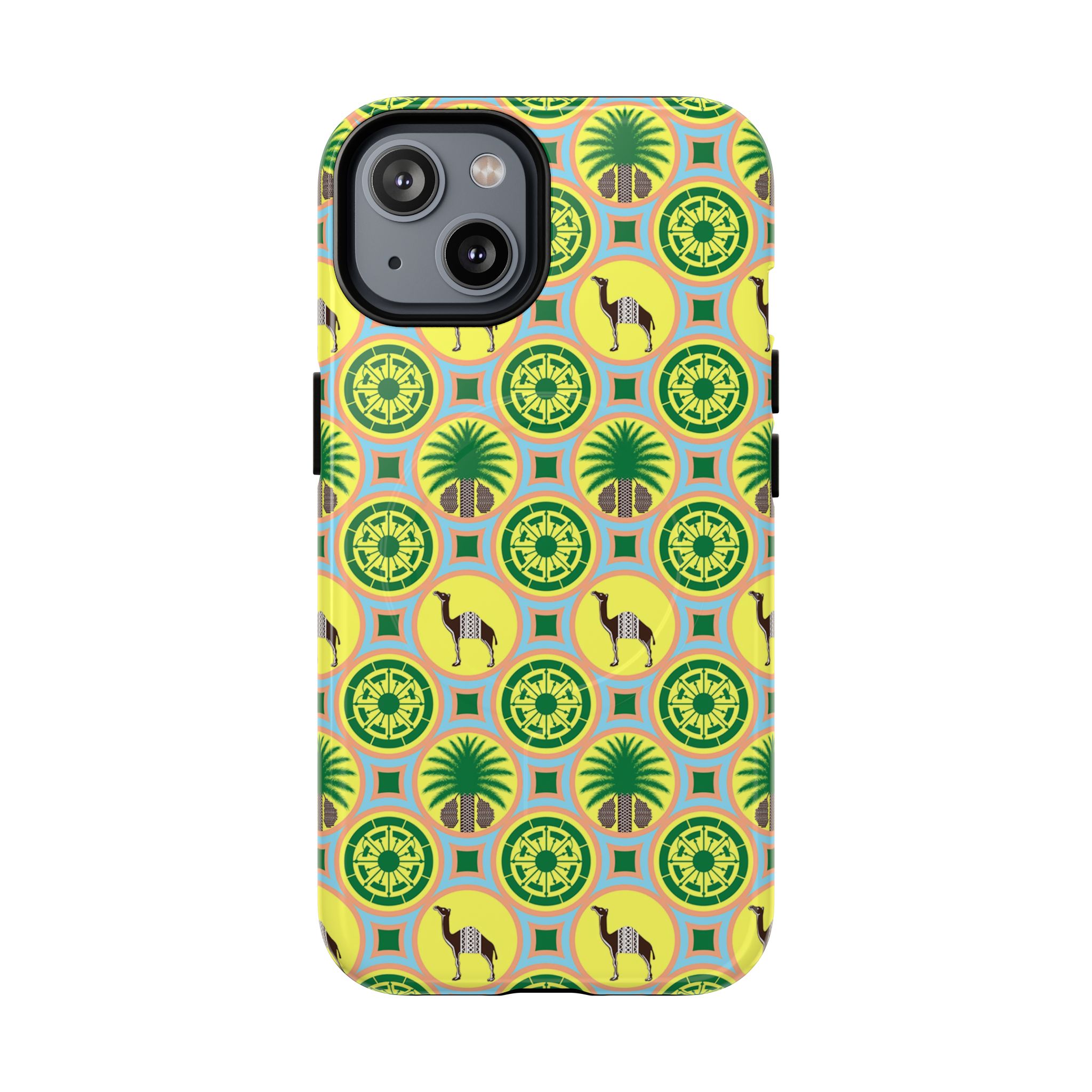 Classic Tent Pattern Tough Magnetic Phone Case — Yellow Green Geometric Protection - 图片 25