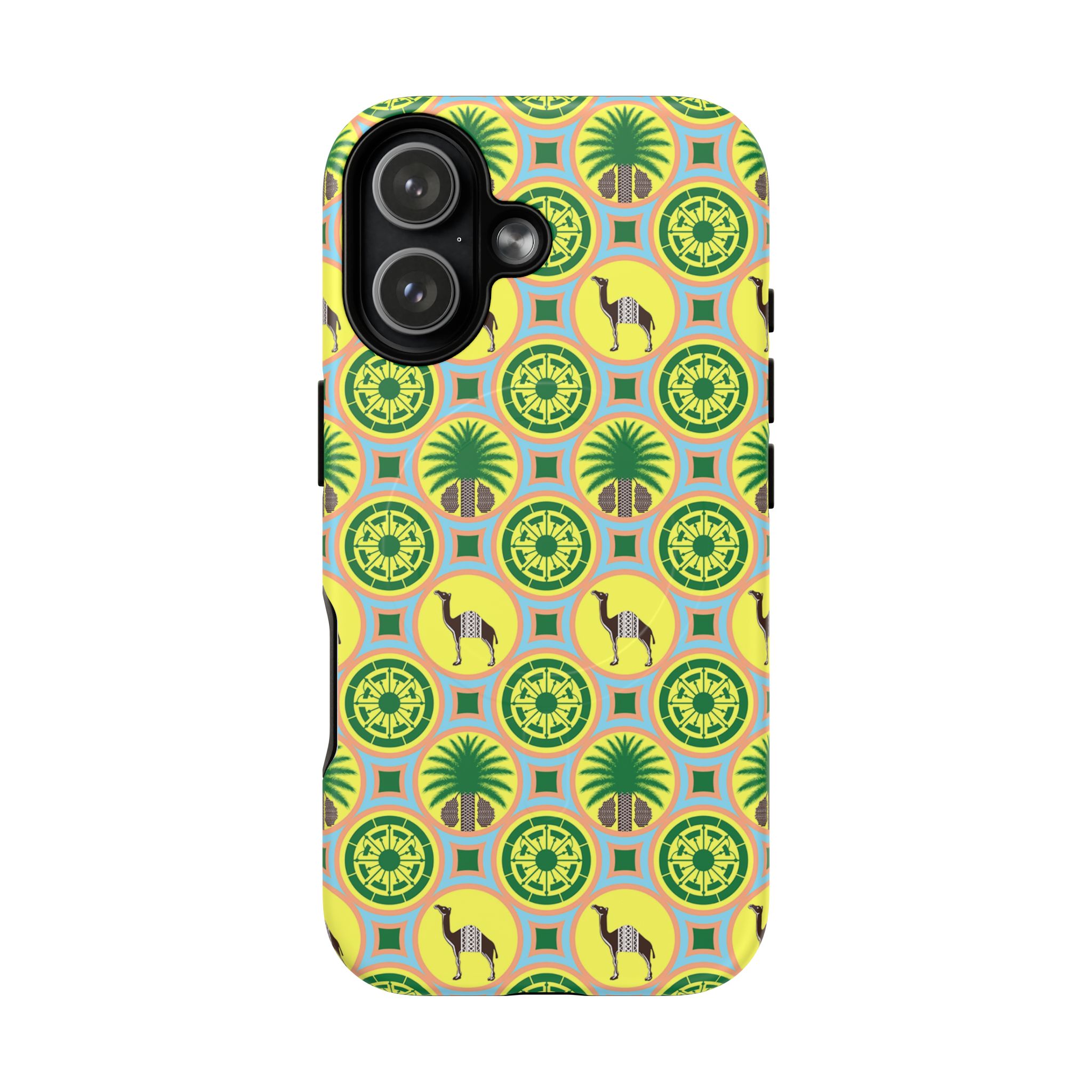 Classic Tent Pattern Tough Magnetic Phone Case — Yellow Green Geometric Protection - 图片 75