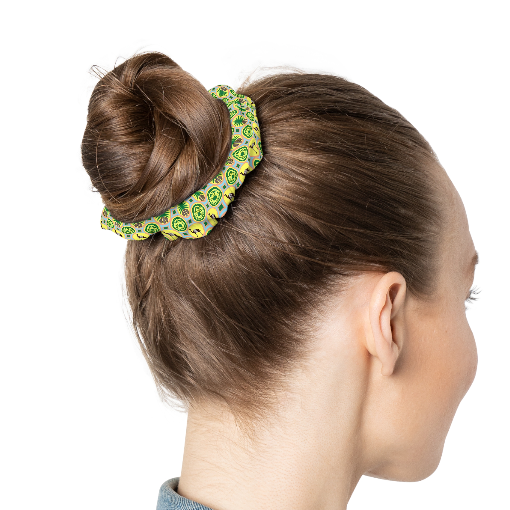 Classic Tent Print Scrunchie — Tropical Green Fruit Hair Accessory – Bild 3