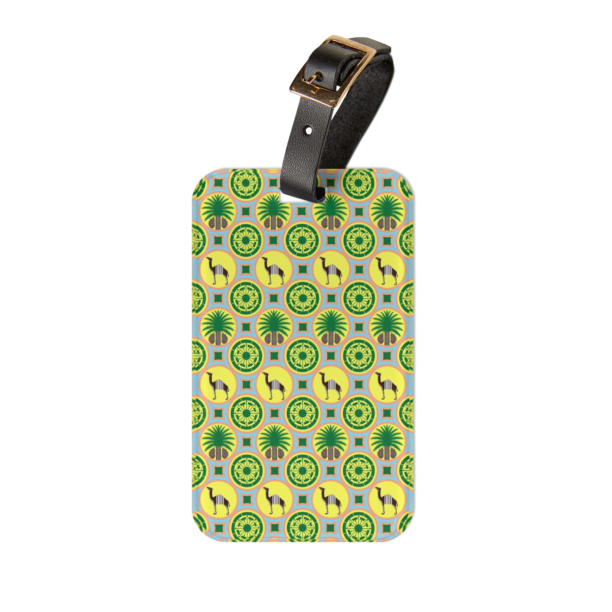 Classic Tent Tropical Pattern Luggage Tag — Green Palm Travel ID