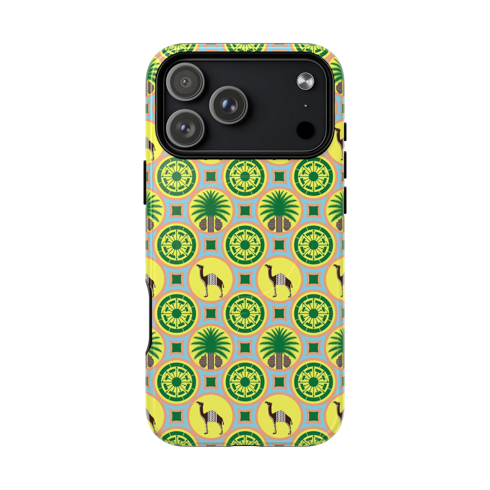Classic Tent Pattern Tough Magnetic Phone Case — Yellow Green Geometric Protection - 图片 85