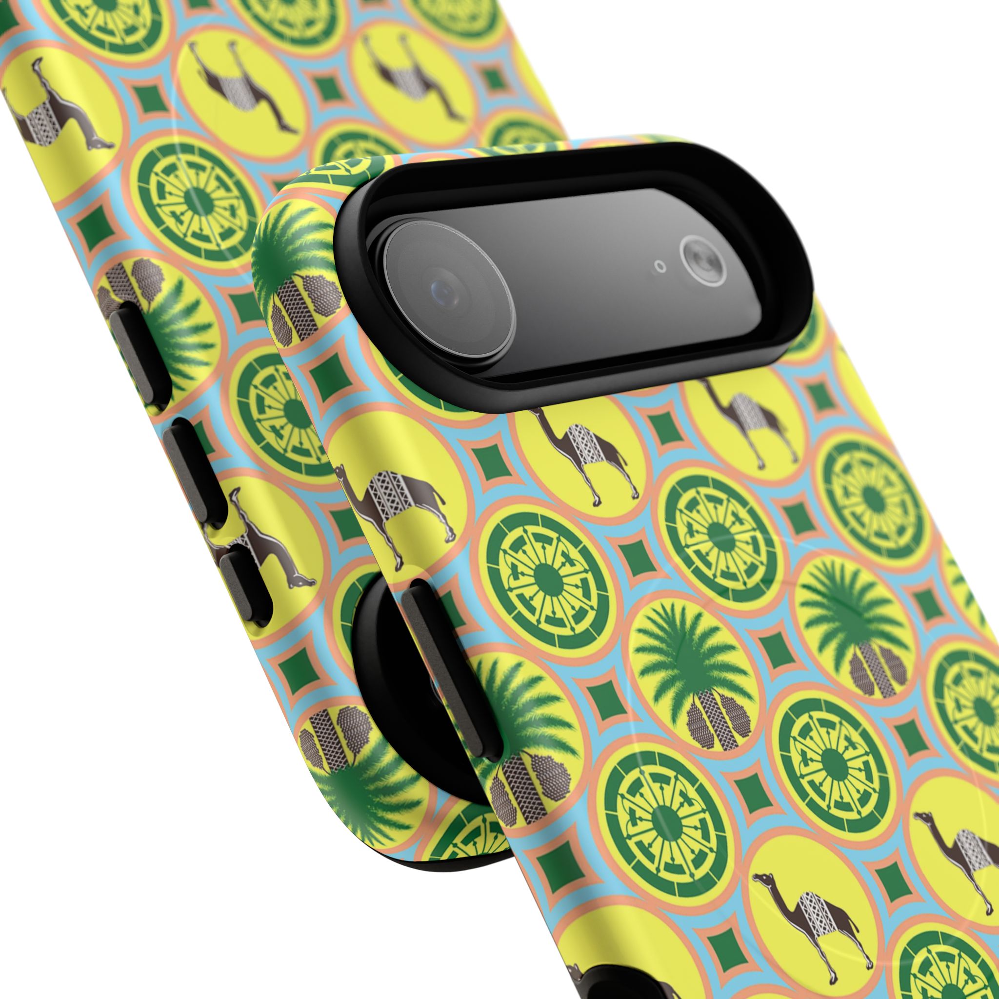 Classic Tent Pattern Tough Magnetic Phone Case — Yellow Green Geometric Protection - 图片 80