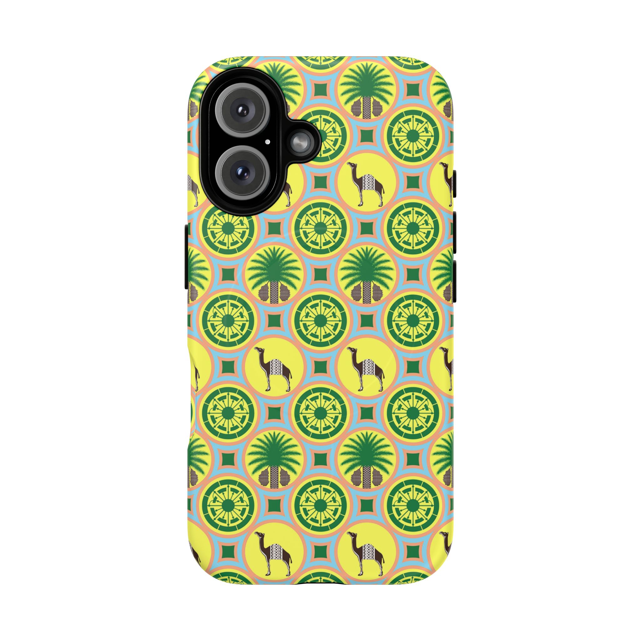 Classic Tent Pattern Tough Magnetic Phone Case — Yellow Green Geometric Protection - 图片 64