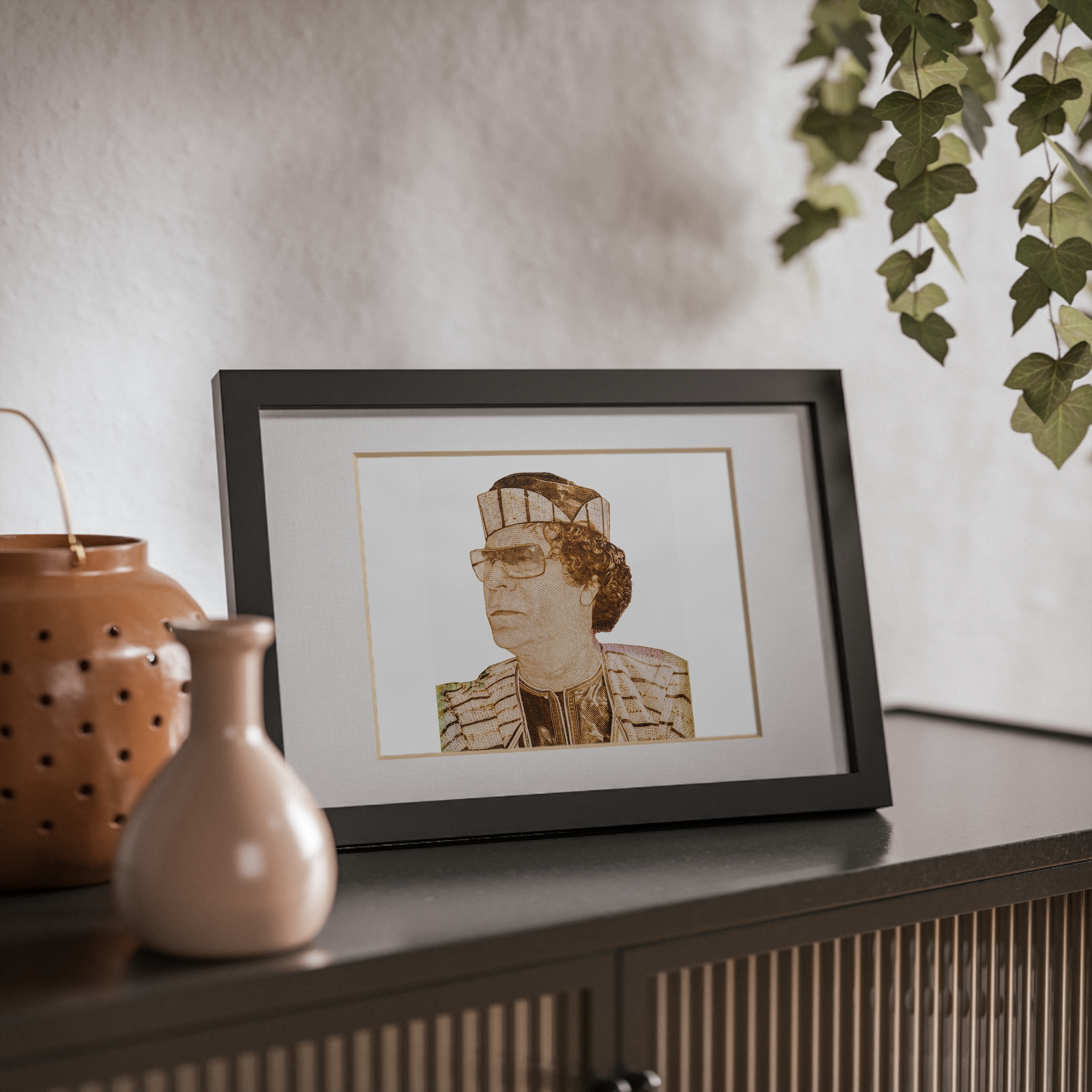 Gaddafi Cutout (Sepia) | Framed Posters, Black - immagine 8