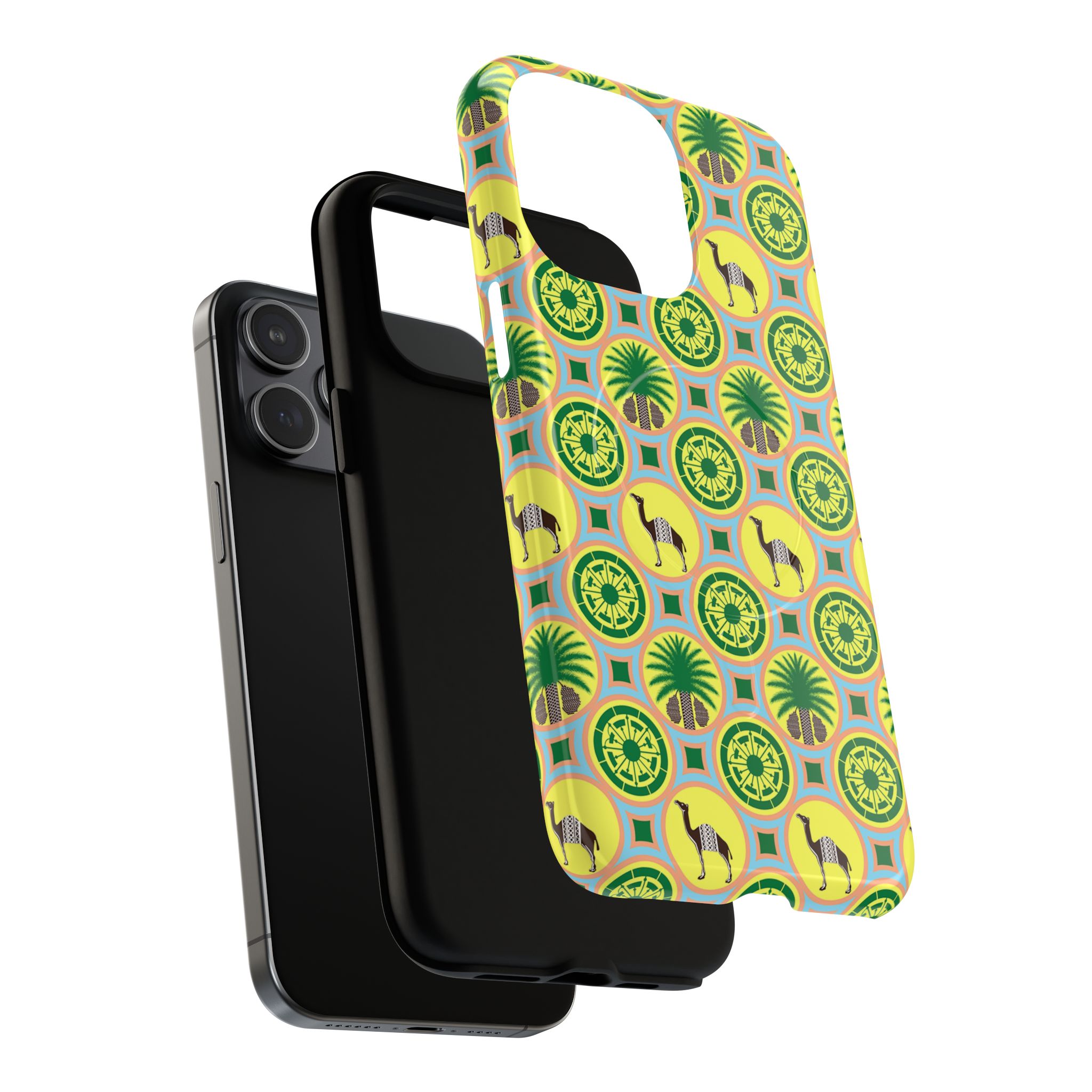 Classic Tent Pattern Tough Magnetic Phone Case — Yellow Green Geometric Protection - 图片 21