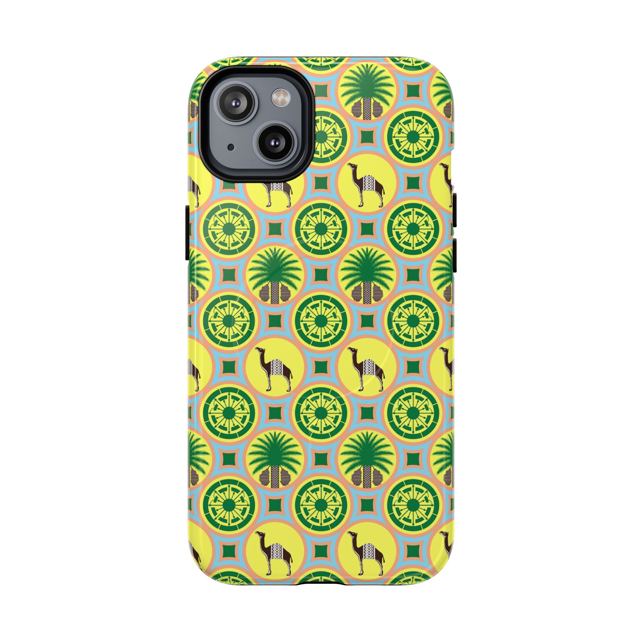 Classic Tent Pattern Tough Magnetic Phone Case — Yellow Green Geometric Protection - 图片 37