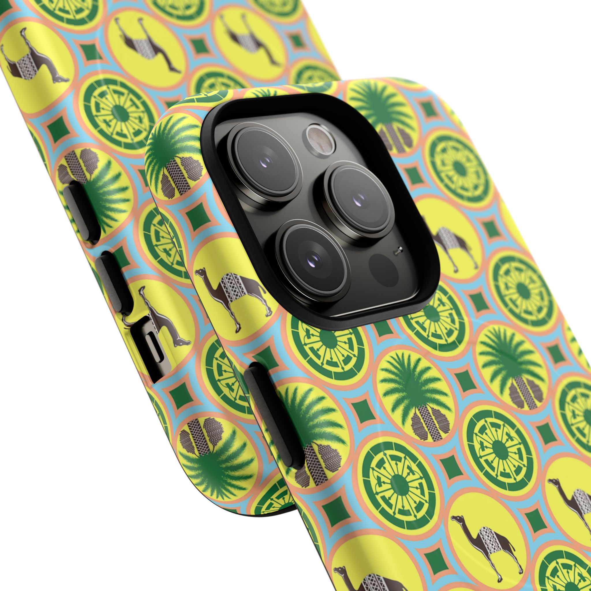 Classic Tent Pattern Tough Magnetic Phone Case — Yellow Green Geometric Protection - 图片 35