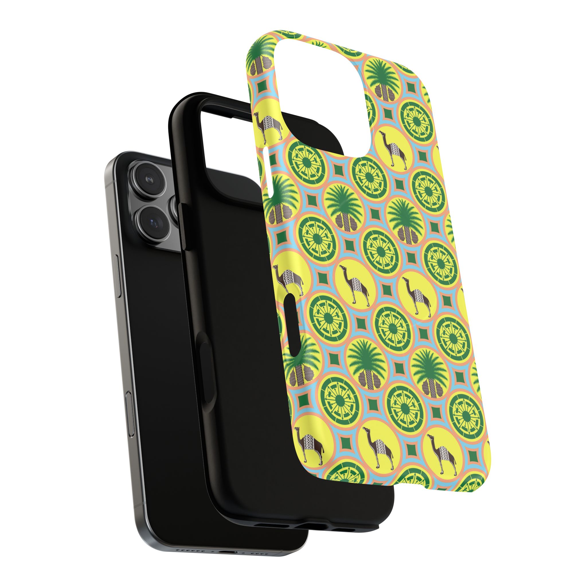 Classic Tent Pattern Tough Magnetic Phone Case — Yellow Green Geometric Protection - 图片 60