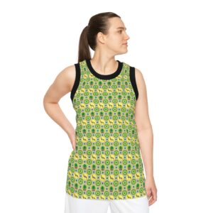 Classic Tent Green Tropical Pattern Basketball Jersey — All-Over Print Athletic Tank