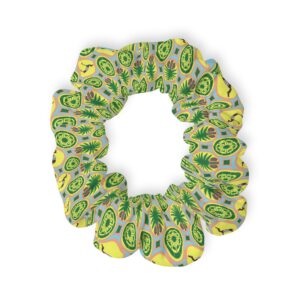 Classic Tent Print Scrunchie — Tropical Green Fruit Hair Accessory