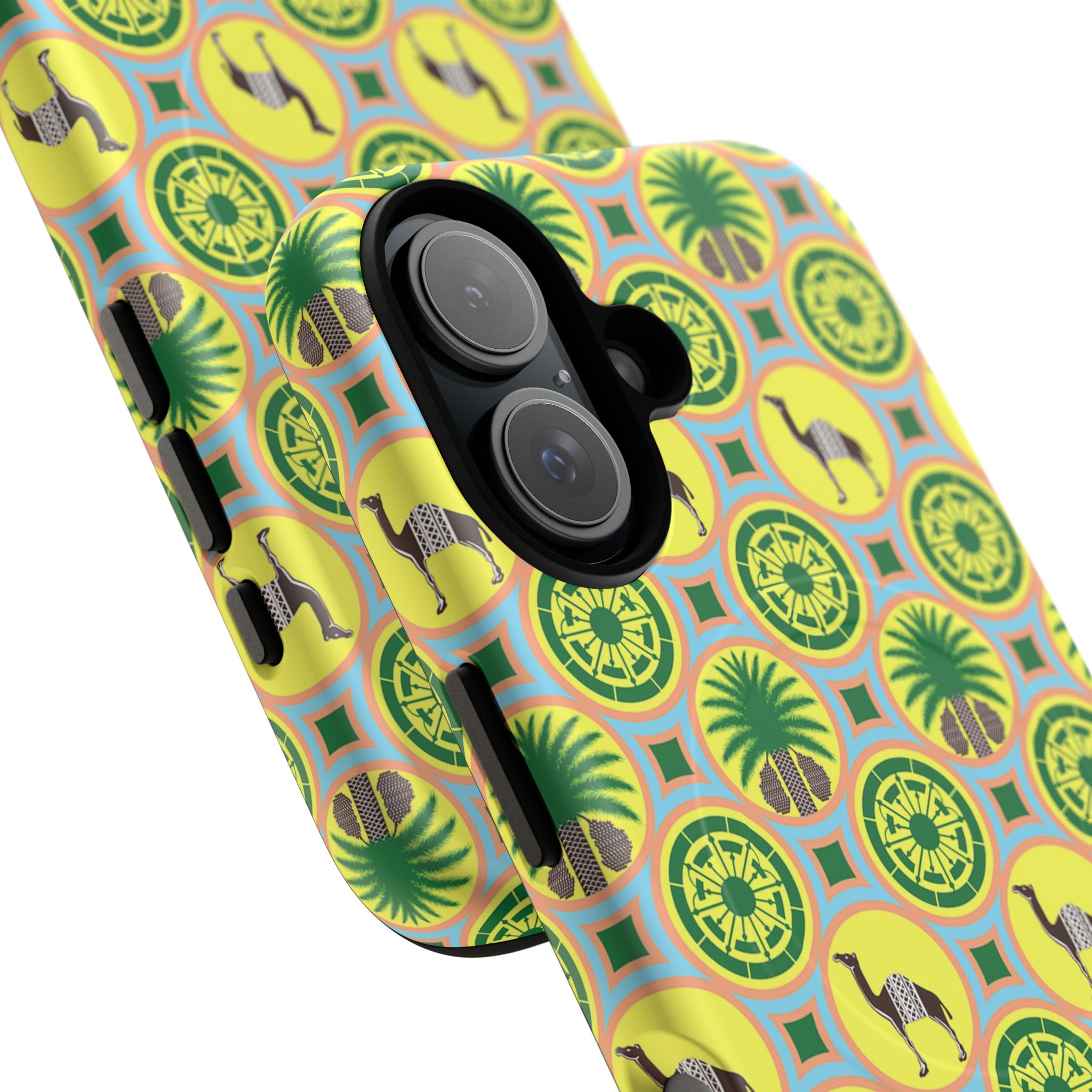Classic Tent Pattern Tough Magnetic Phone Case — Yellow Green Geometric Protection - 图片 65