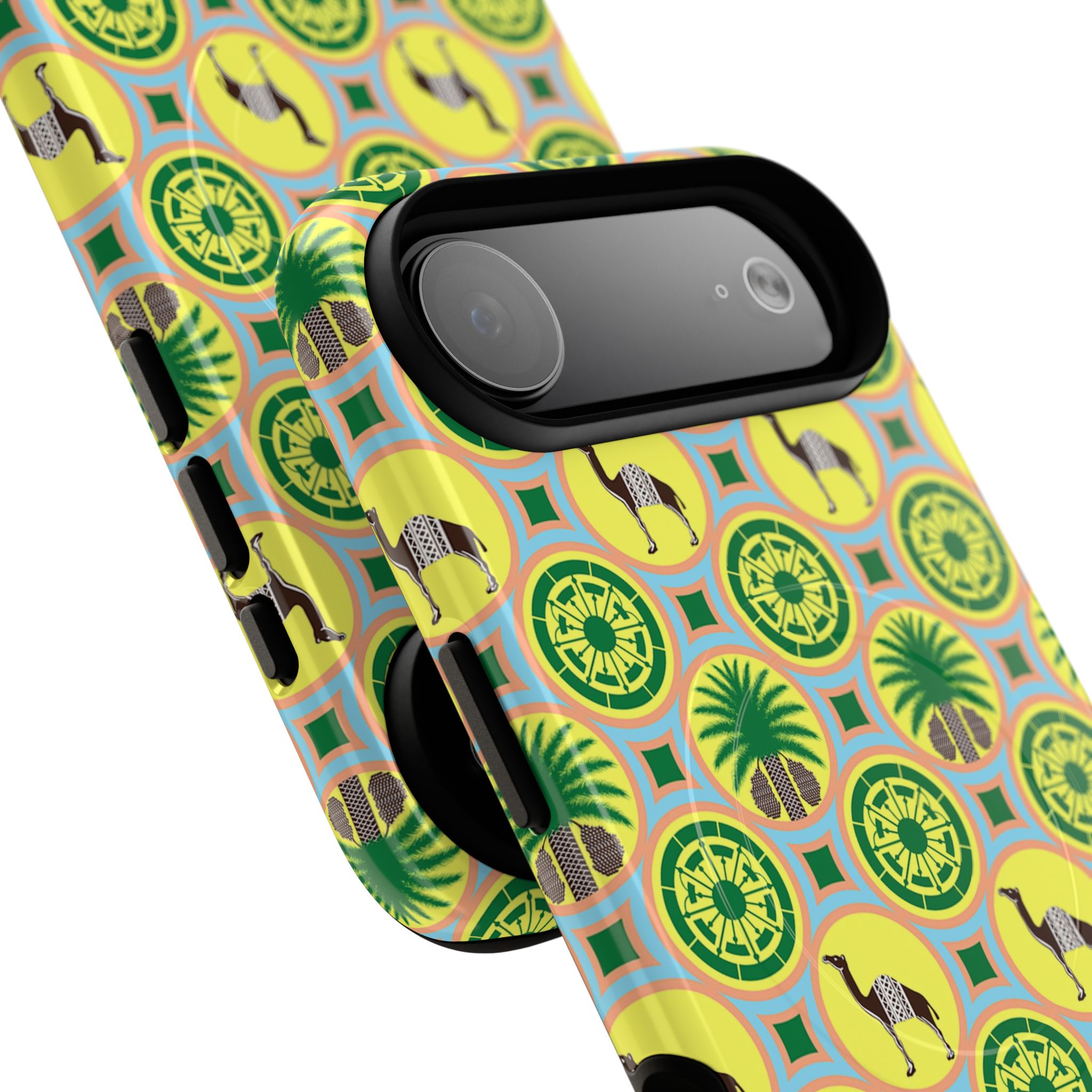Classic Tent Pattern Tough Magnetic Phone Case — Yellow Green Geometric Protection - 图片 78