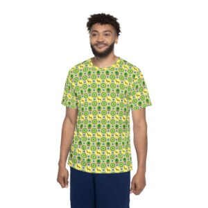 Classic Tent Men's All-Over Print Sports Jersey — Green & Yellow Emblem Pattern
