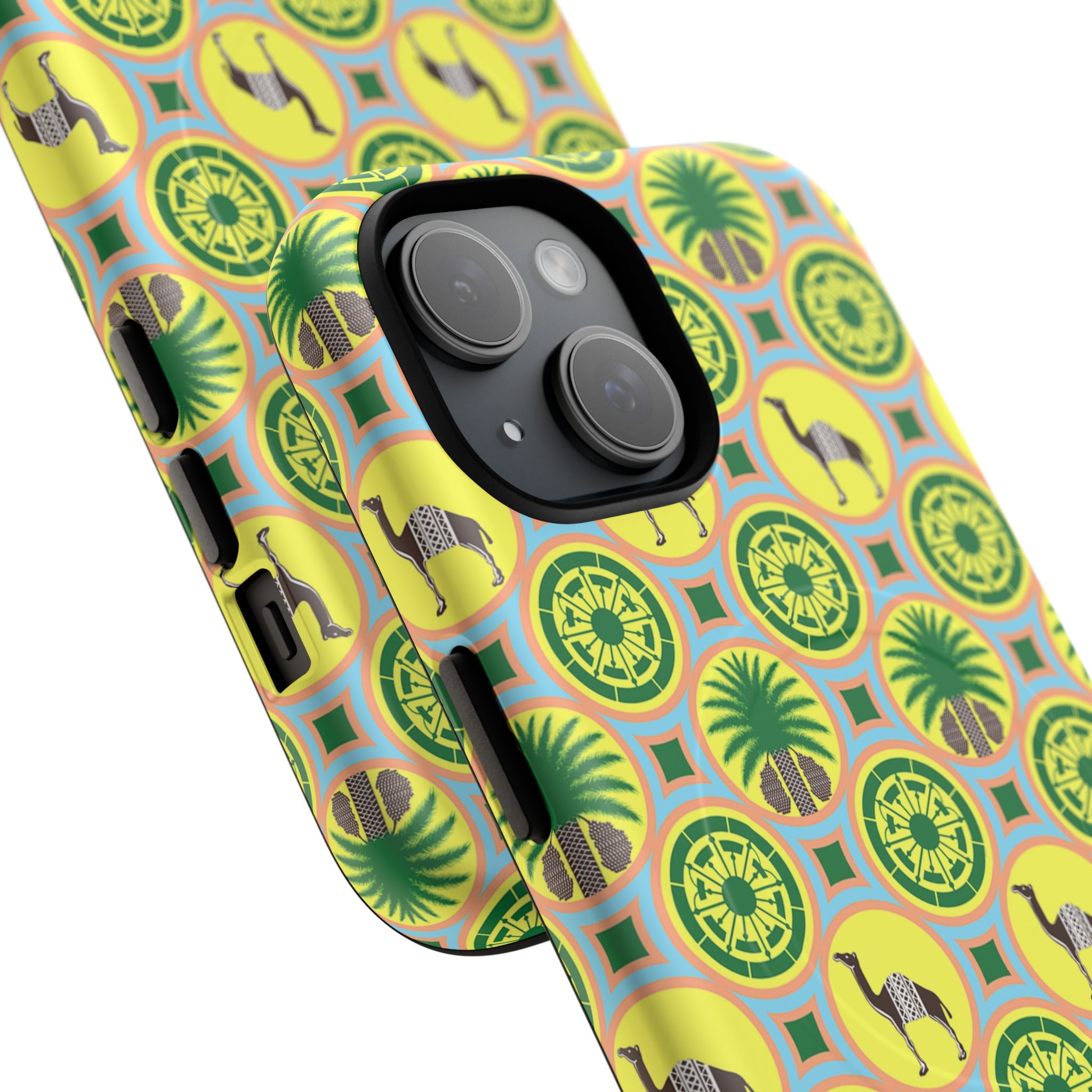 Classic Tent Pattern Tough Magnetic Phone Case — Yellow Green Geometric Protection - 图片 5