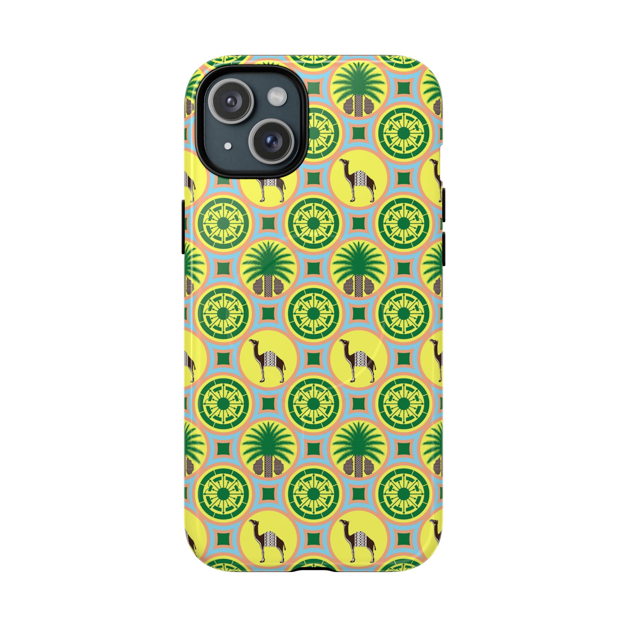 Classic Tent Pattern Tough Magnetic Phone Case — Yellow Green Geometric Protection - 图片 13