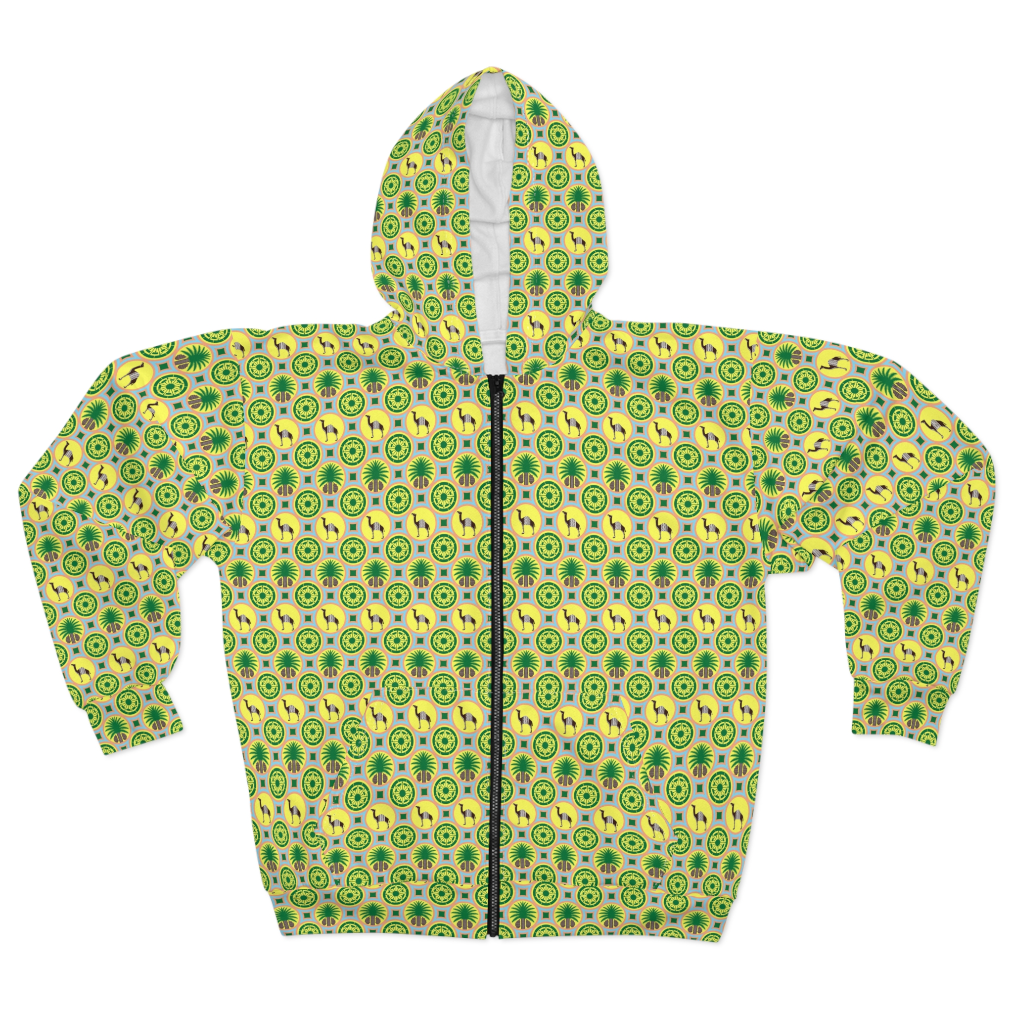 Classic Tent Pattern Zip Hoodie — All-Over Print Design – Image 2