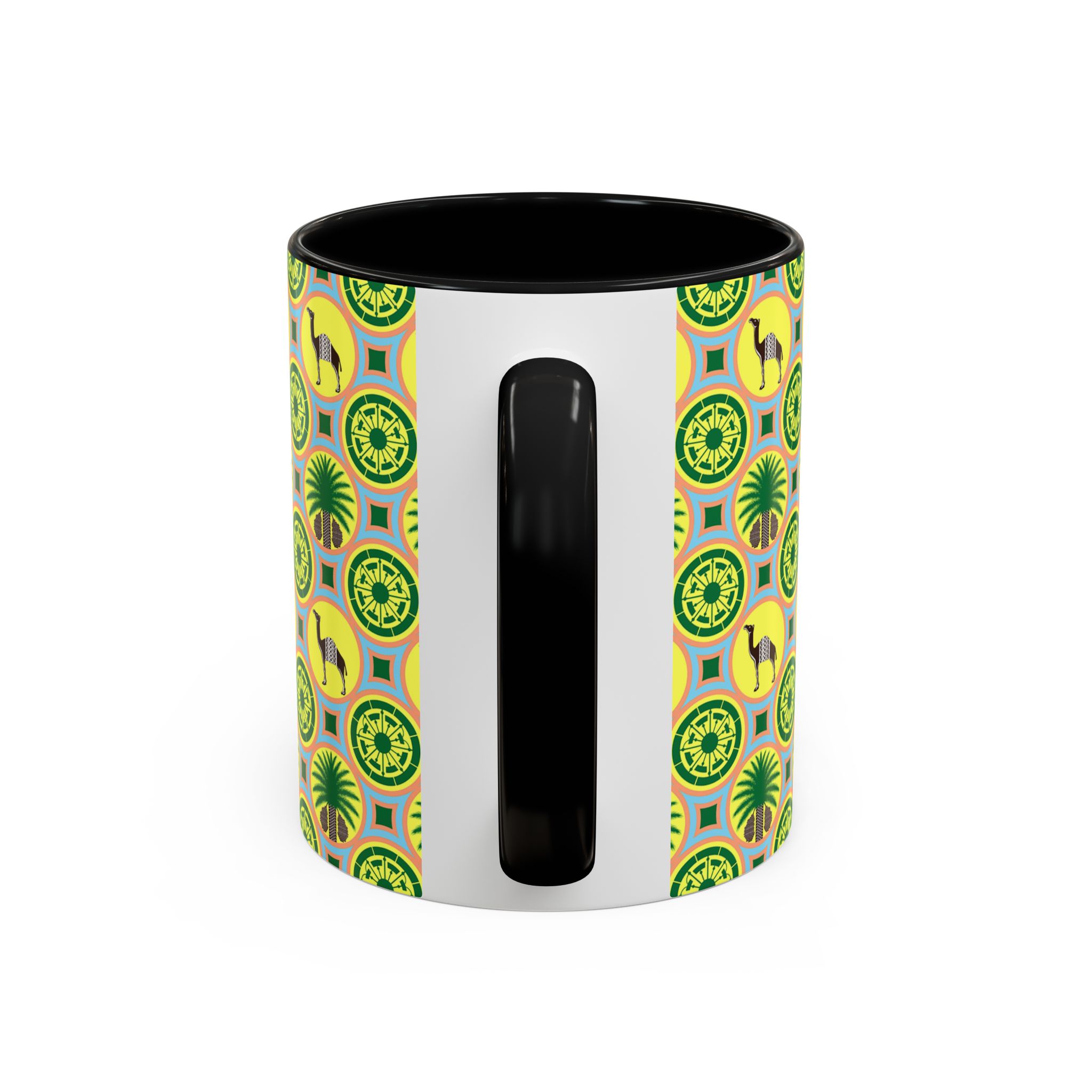 Classic Tent Desert Tile Camel Accent Coffee Mug – Patterned Palm & Medallion Design (11/15 oz) - Image 4