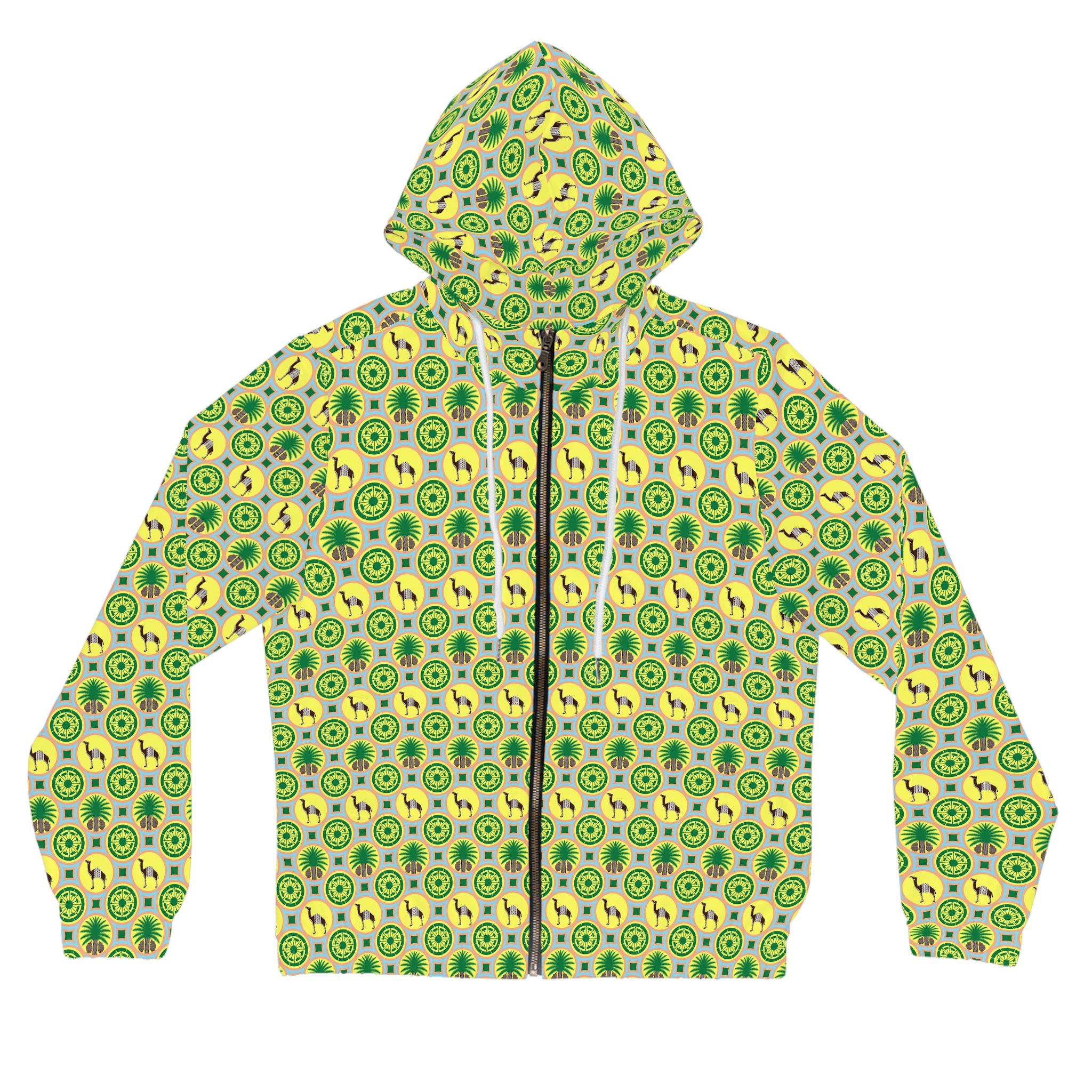 Classic Tent Green Pattern Full-Zip Hoodie — All-Over Print Women's Jacket - 画像 (2)