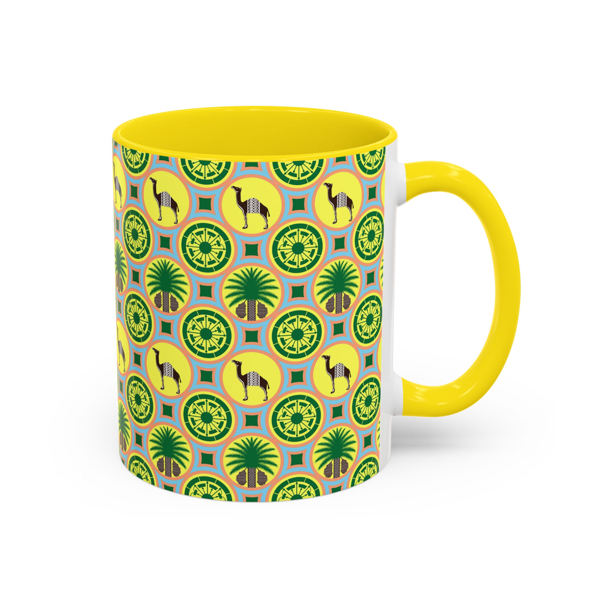 Classic Tent Desert Tile Camel Accent Coffee Mug – Patterned Palm & Medallion Design (11/15 oz) - Image 30