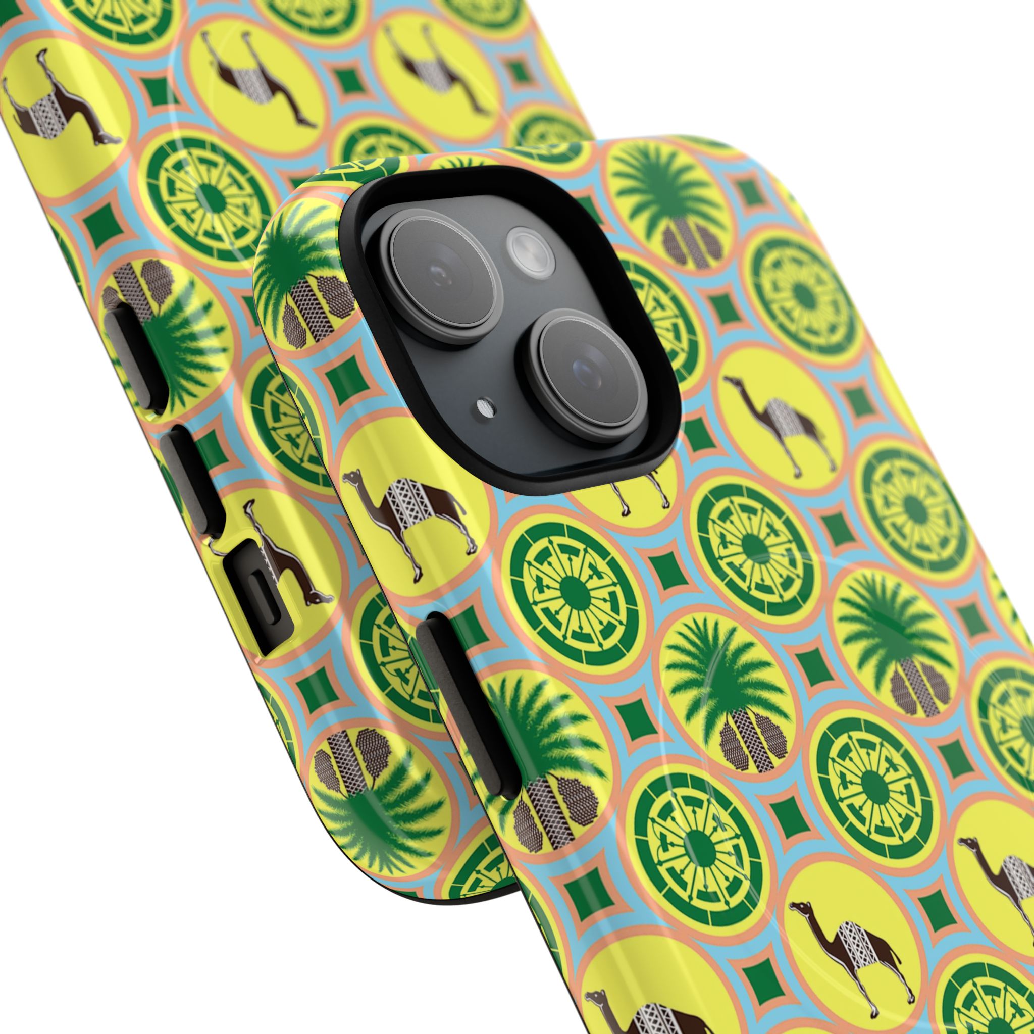 Classic Tent Pattern Tough Magnetic Phone Case — Yellow Green Geometric Protection - 图片 2