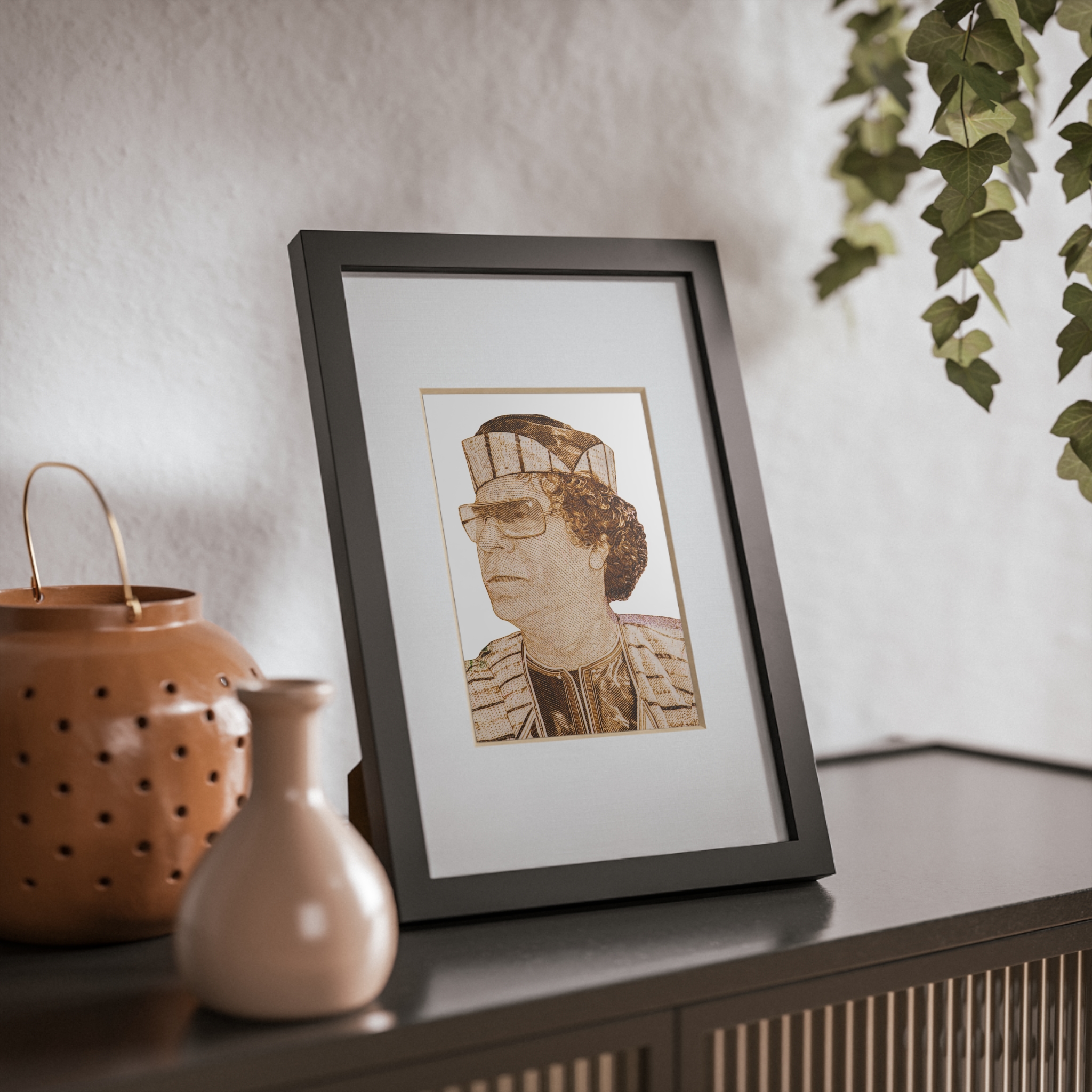 Gaddafi Cutout (Sepia) | Framed Posters, Black - immagine 20