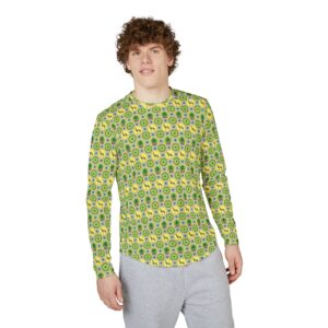 Classic Tent Men's UV Long Sleeve Shirt — Green Retro All-Over Print
