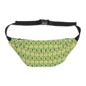 Classic Tent Large Fanny Pack — Retro Green Pattern Waist Bag
