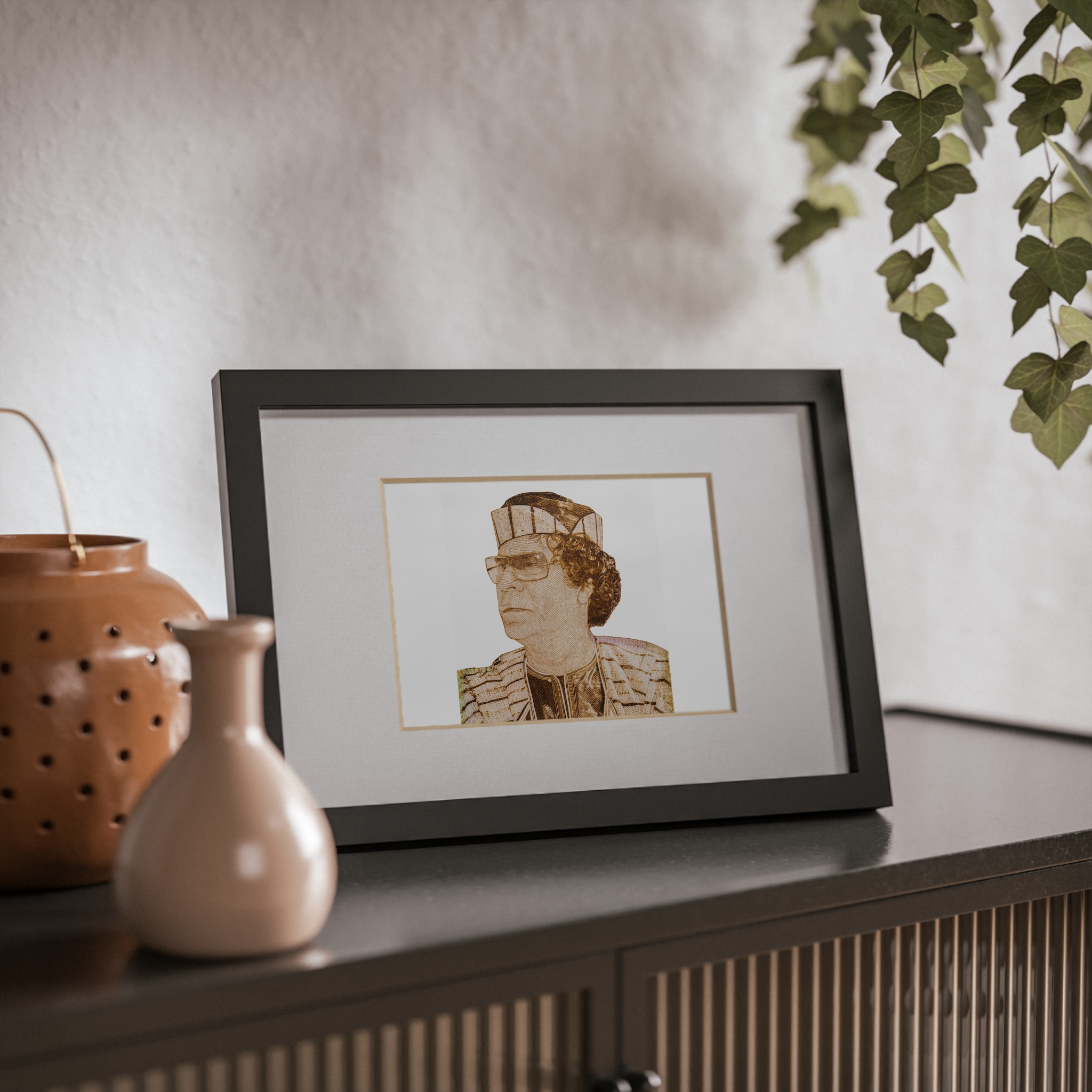 Gaddafi Cutout (Sepia) | Framed Posters, Black - immagine 4