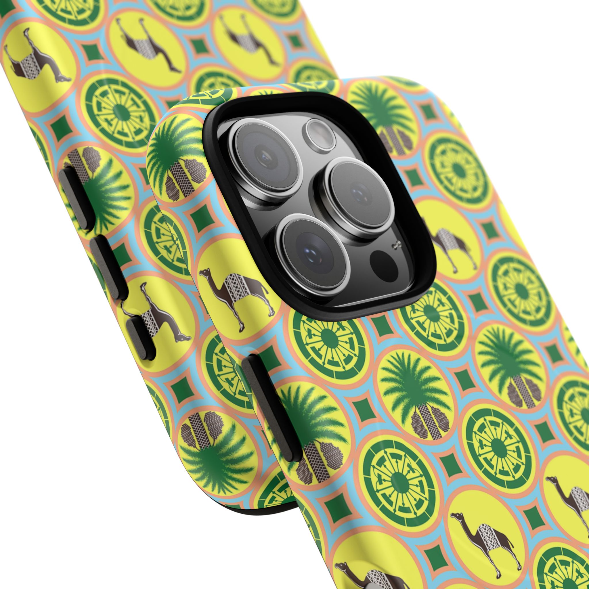 Classic Tent Pattern Tough Magnetic Phone Case — Yellow Green Geometric Protection - 图片 53