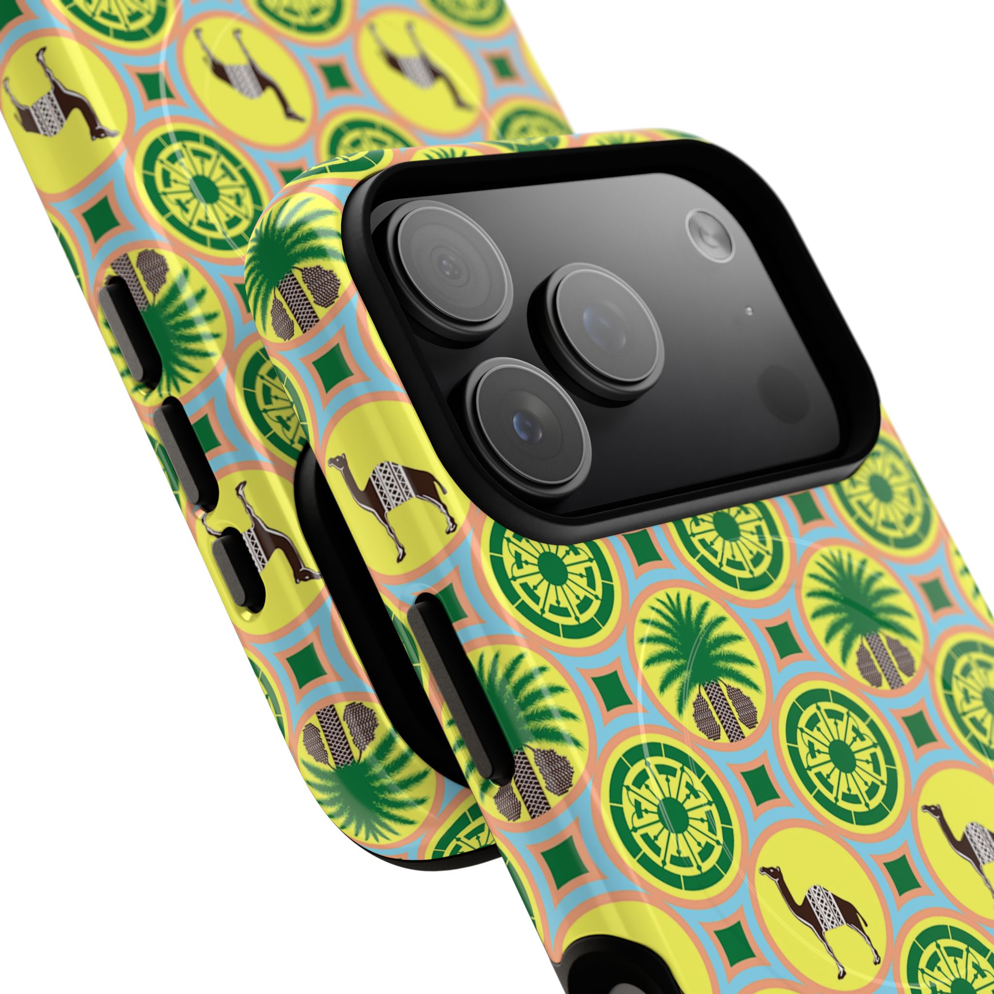 Classic Tent Pattern Tough Magnetic Phone Case — Yellow Green Geometric Protection - 图片 82