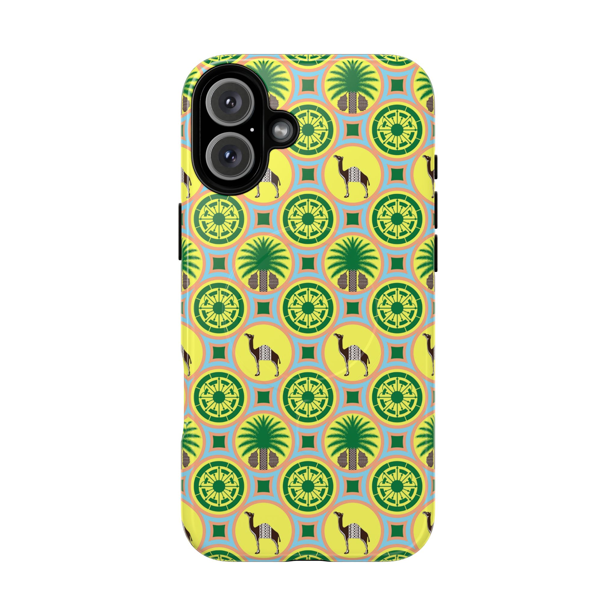 Classic Tent Pattern Tough Magnetic Phone Case — Yellow Green Geometric Protection - 图片 67