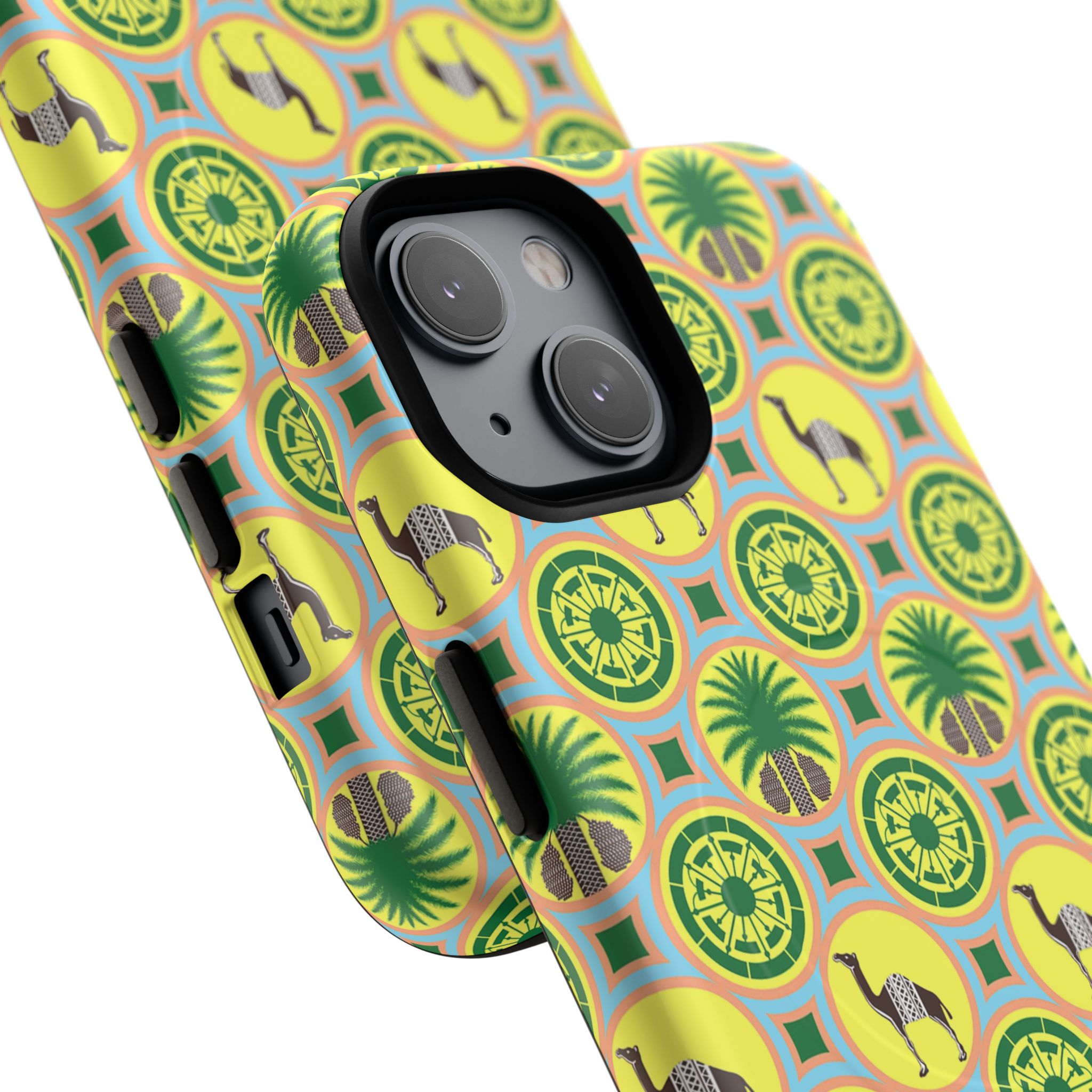 Classic Tent Pattern Tough Magnetic Phone Case — Yellow Green Geometric Protection - 图片 29