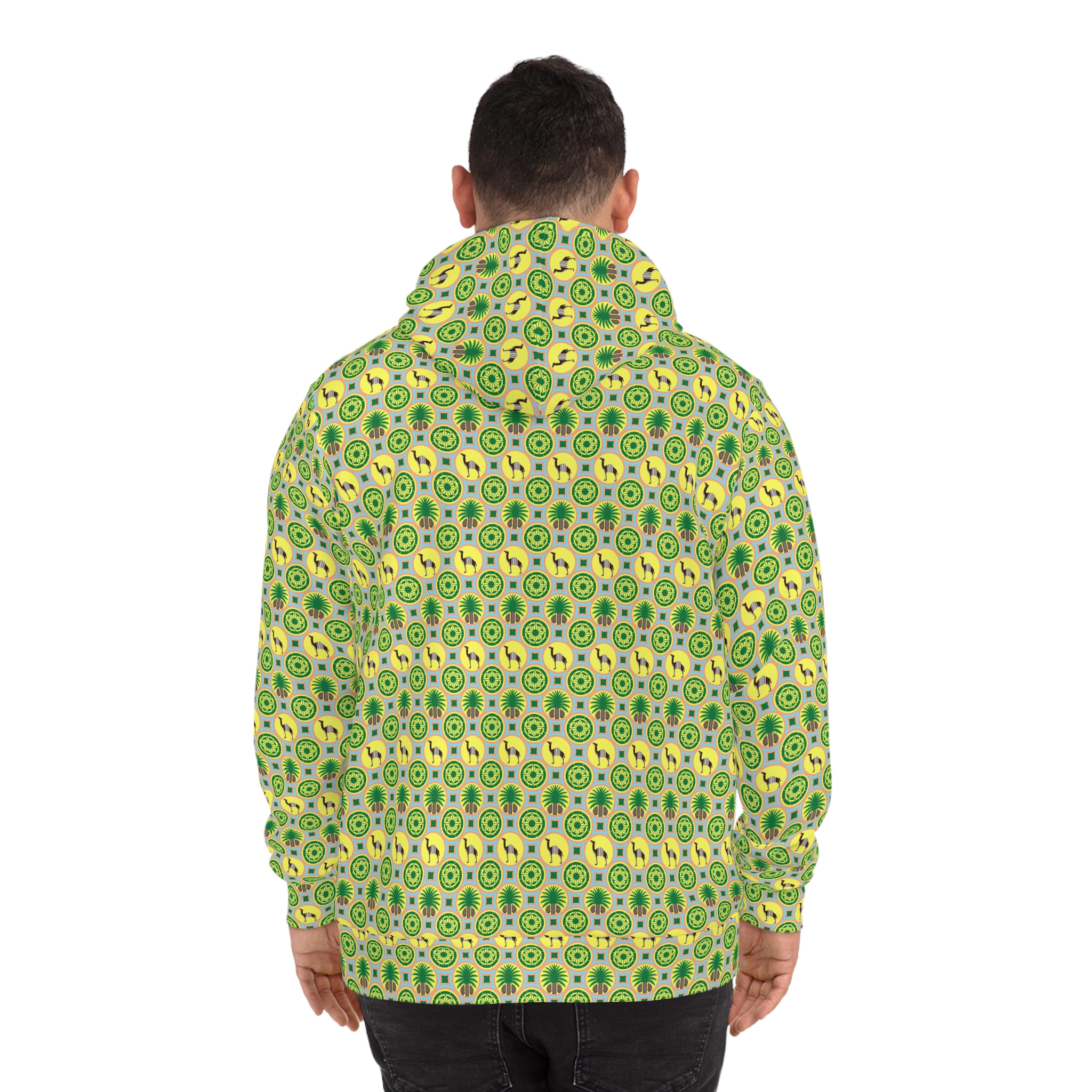 Classic Tent Green Retro All-Over Print Hoodie - Imagen 4