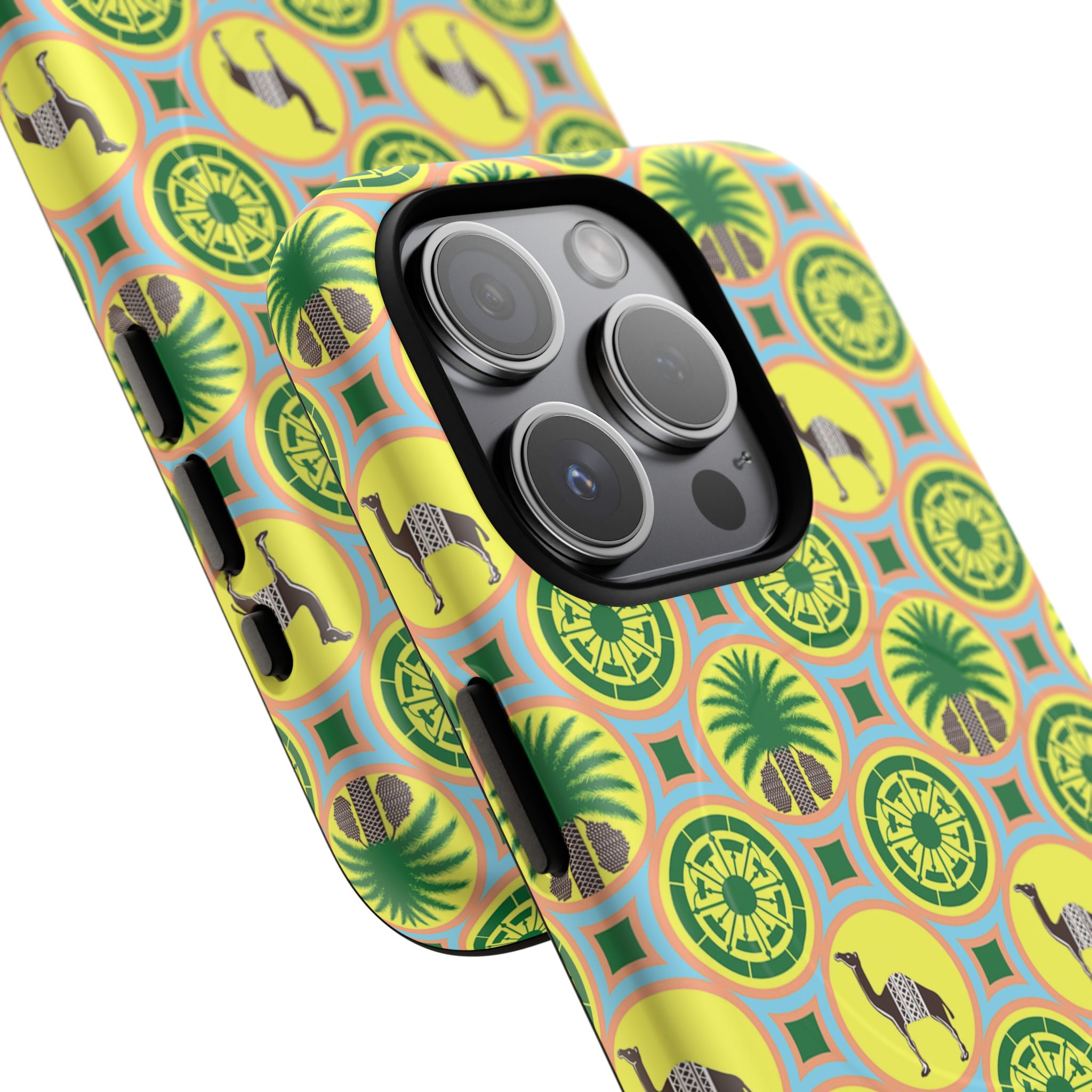 Classic Tent Pattern Tough Magnetic Phone Case — Yellow Green Geometric Protection - 图片 11