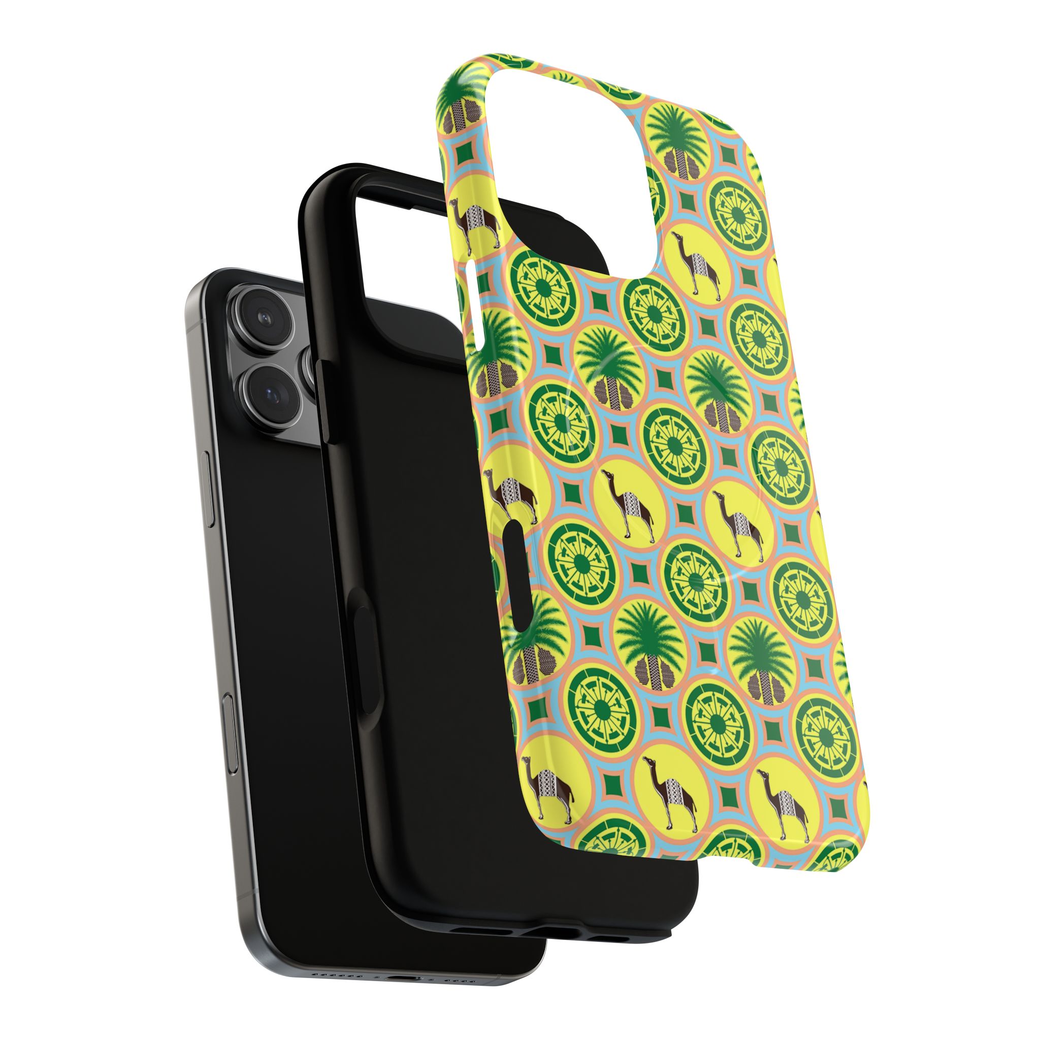 Classic Tent Pattern Tough Magnetic Phone Case — Yellow Green Geometric Protection - 图片 57