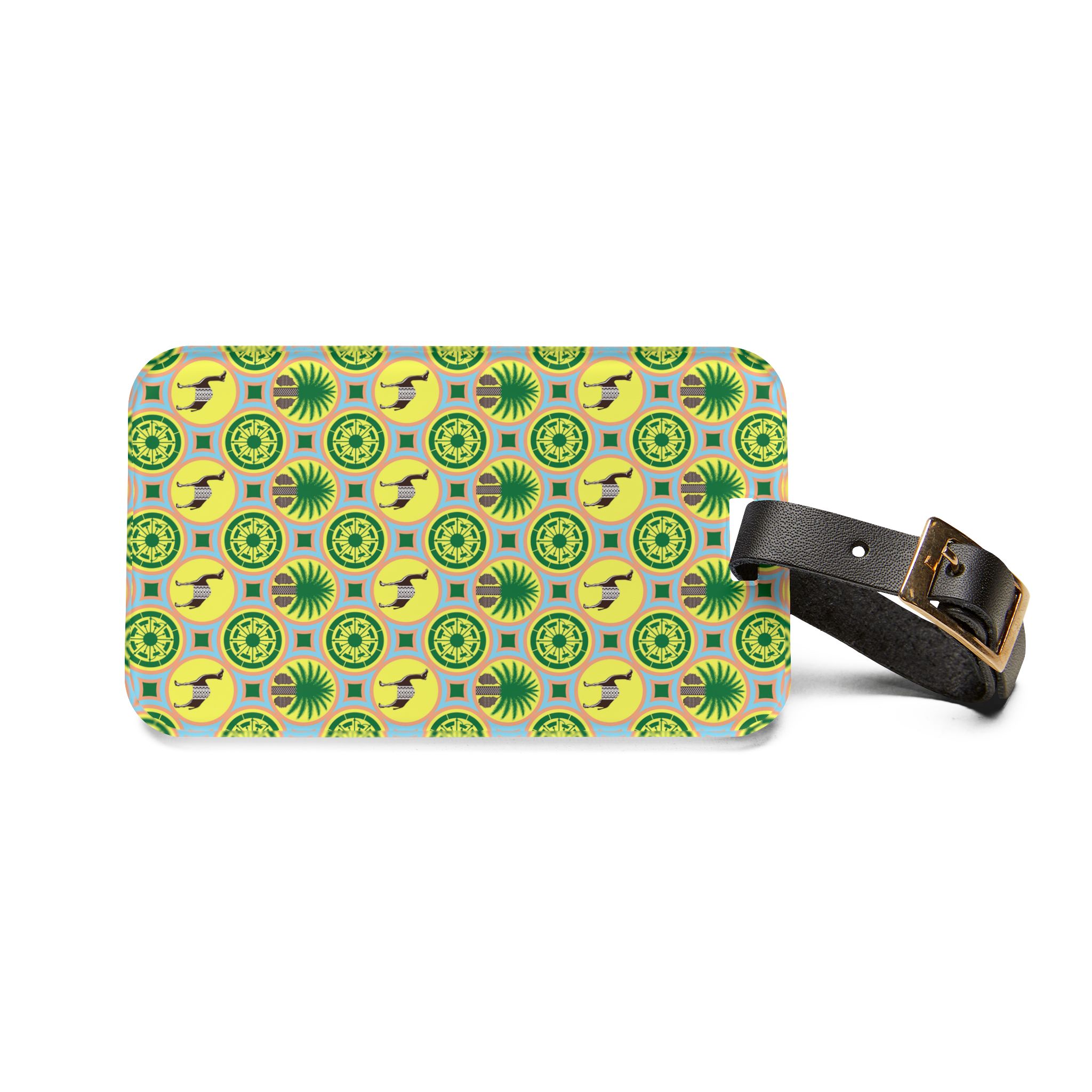 Classic Tent Tropical Pattern Luggage Tag — Green Palm Travel ID — изображение 2