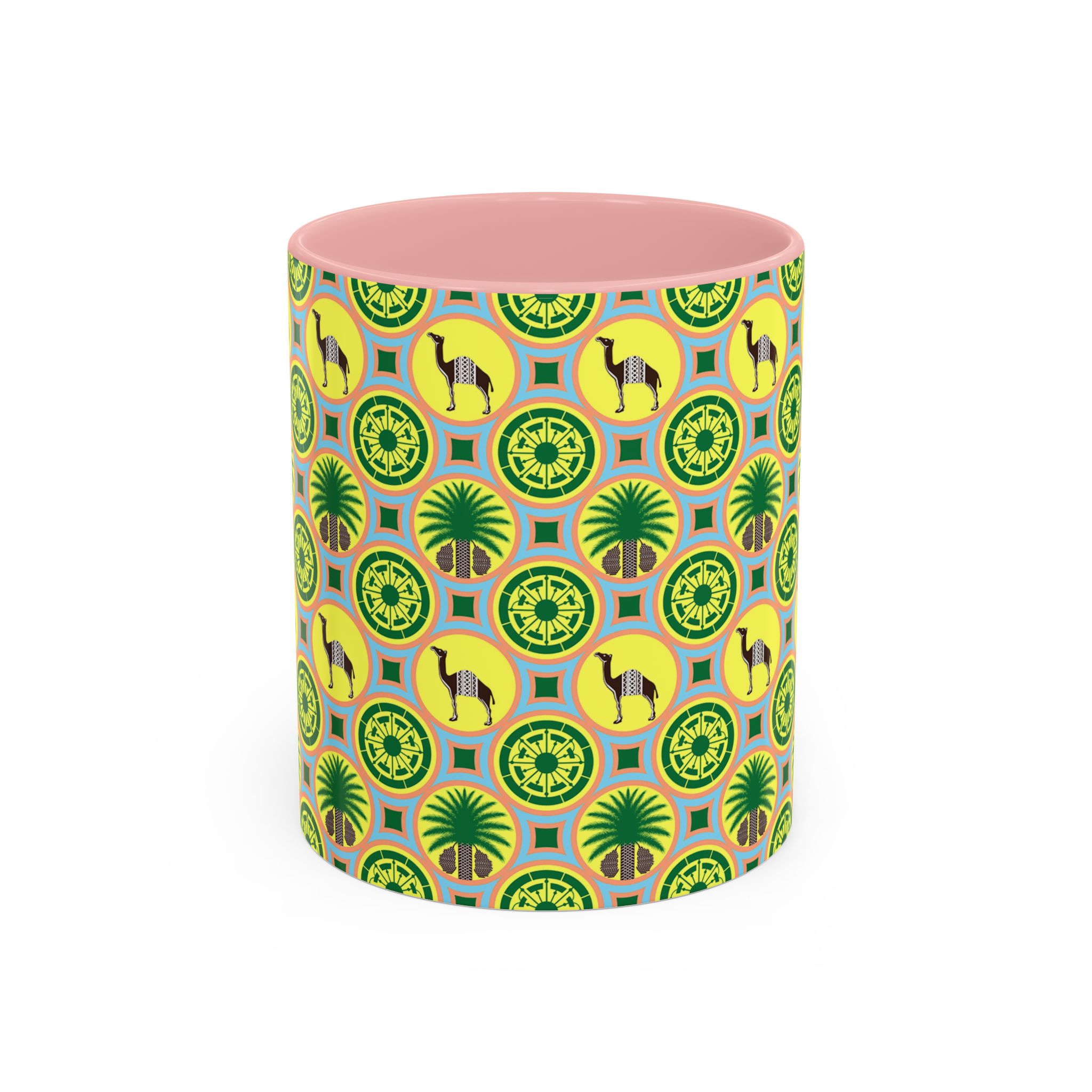 Classic Tent Desert Tile Camel Accent Coffee Mug – Patterned Palm & Medallion Design (11/15 oz) - Image 9