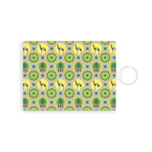 Classic Tent Saffiano Leather Card Holder — Tropical Palm & Camel Pattern RFID Wallet