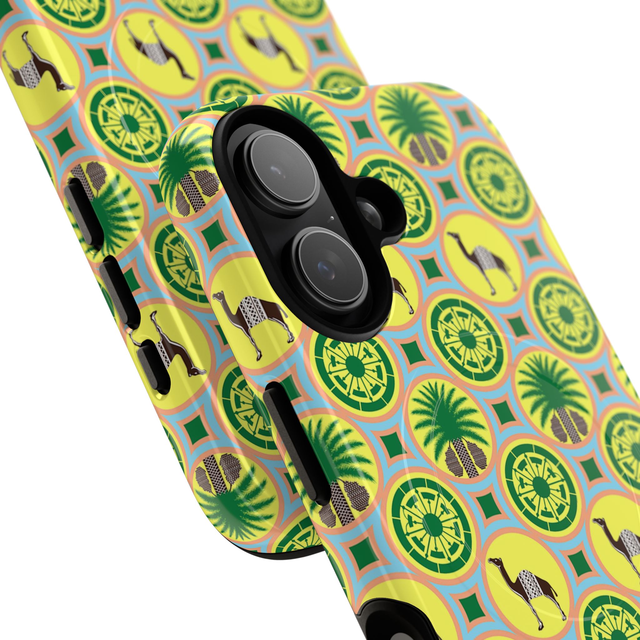 Classic Tent Pattern Tough Magnetic Phone Case — Yellow Green Geometric Protection - 图片 74