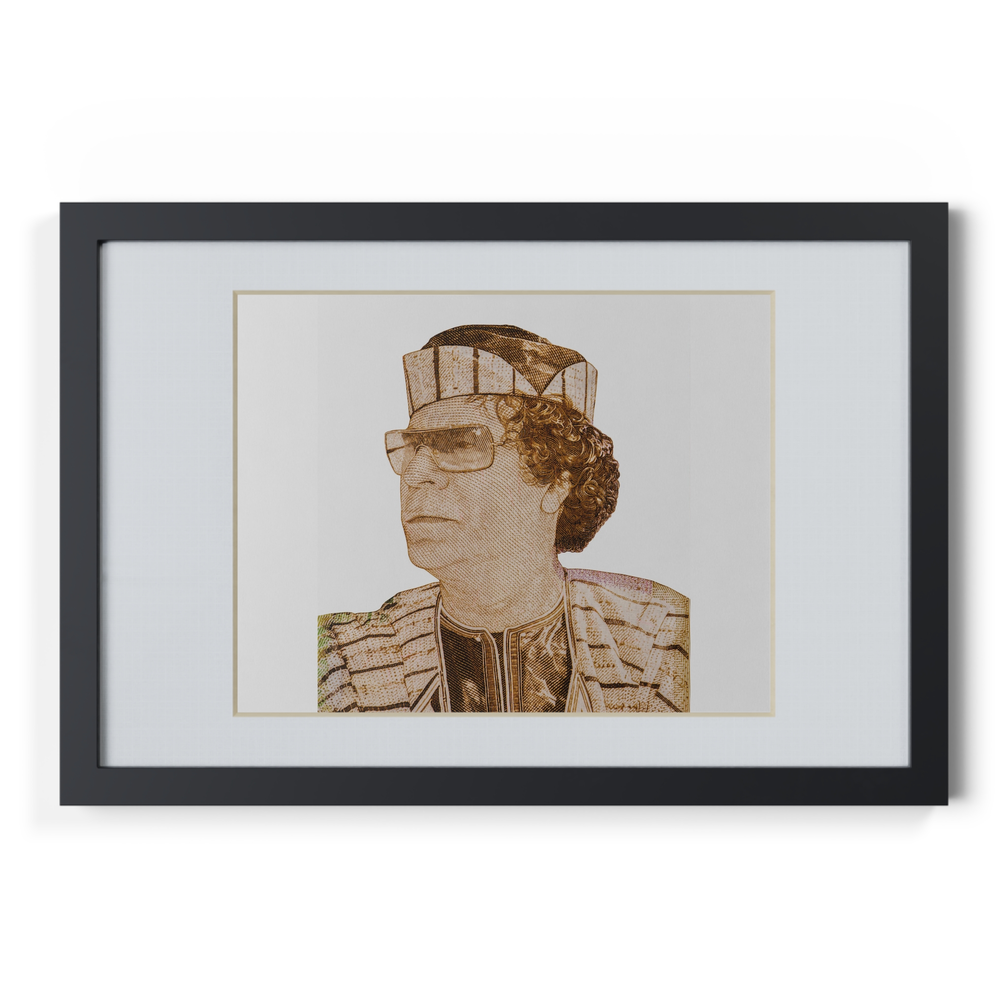 Gaddafi Cutout (Sepia) | Framed Posters, Black - immagine 9