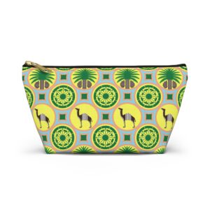 Classic Tent Palm & Camel Pattern Accessory Pouch — T‑Bottom Makeup Bag