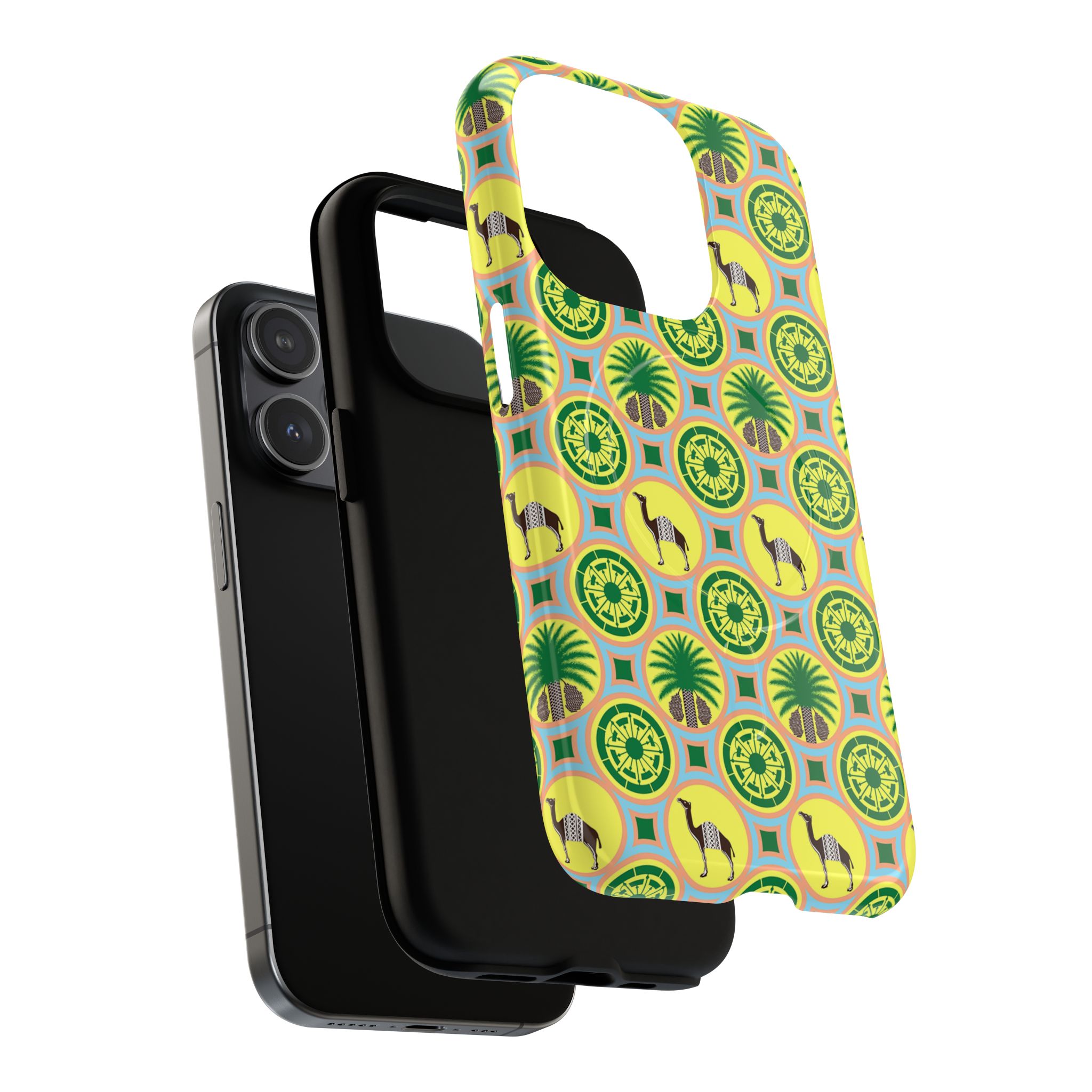 Classic Tent Pattern Tough Magnetic Phone Case — Yellow Green Geometric Protection - 图片 9