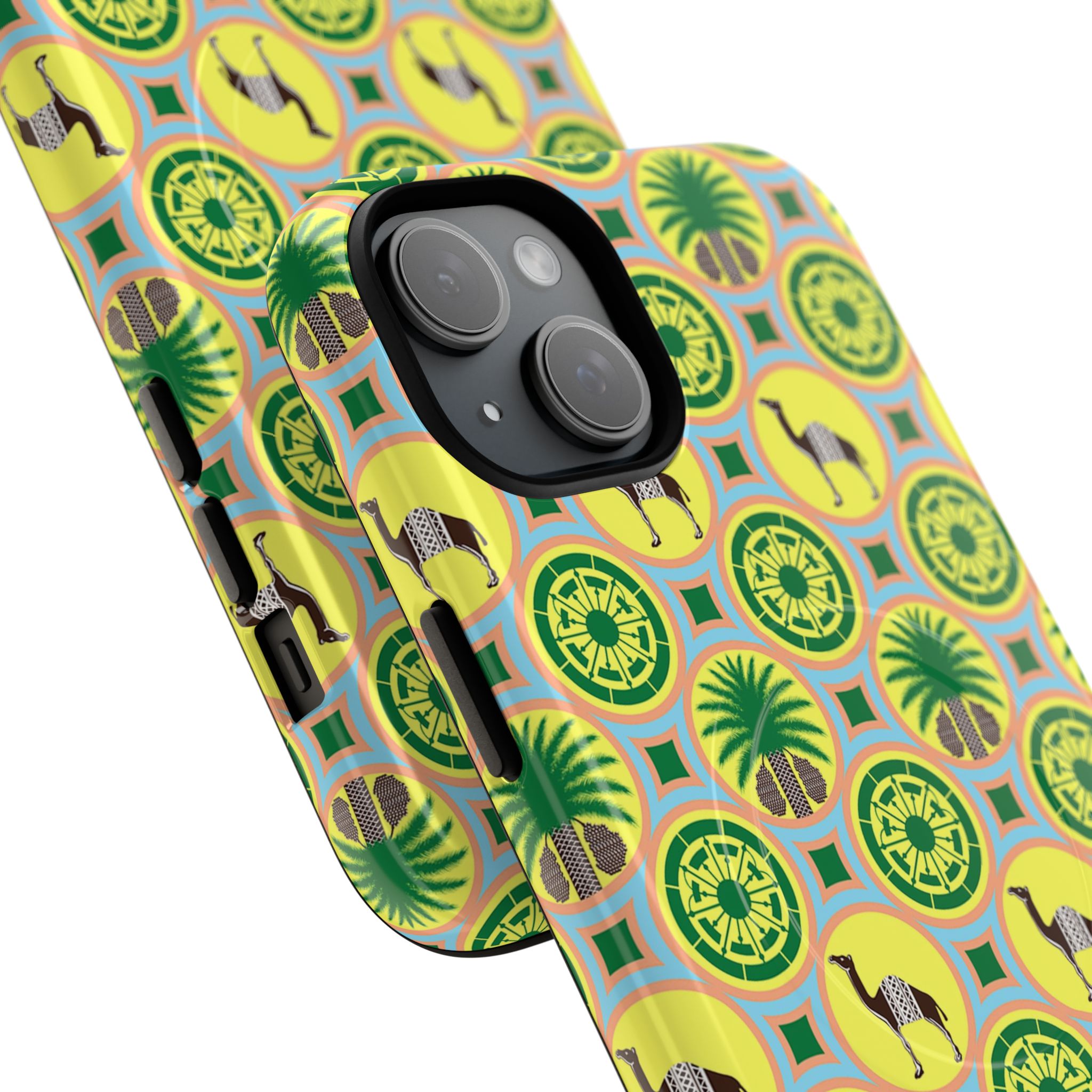 Classic Tent Pattern Tough Magnetic Phone Case — Yellow Green Geometric Protection - 图片 14