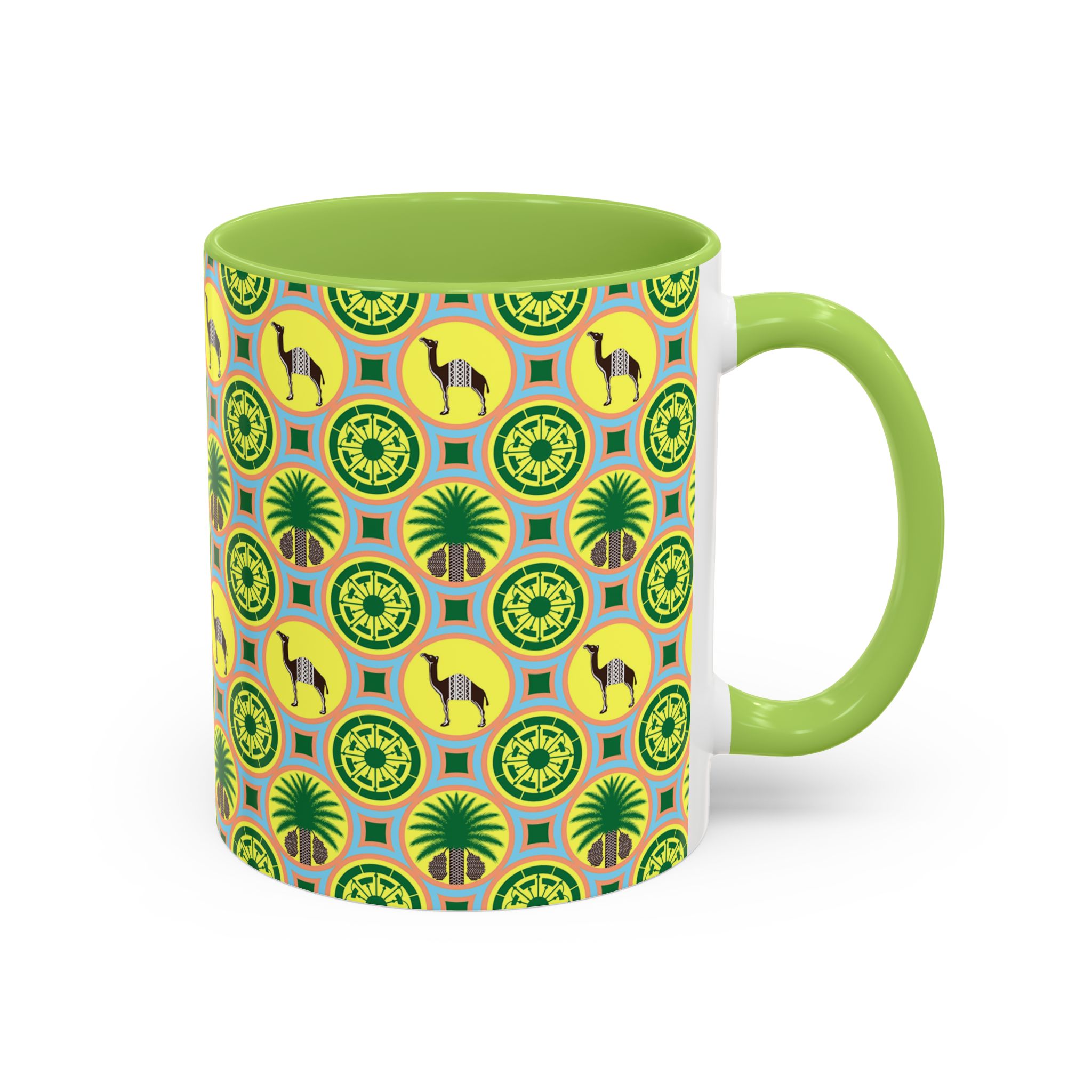 Classic Tent Desert Tile Camel Accent Coffee Mug – Patterned Palm & Medallion Design (11/15 oz) - Image 34