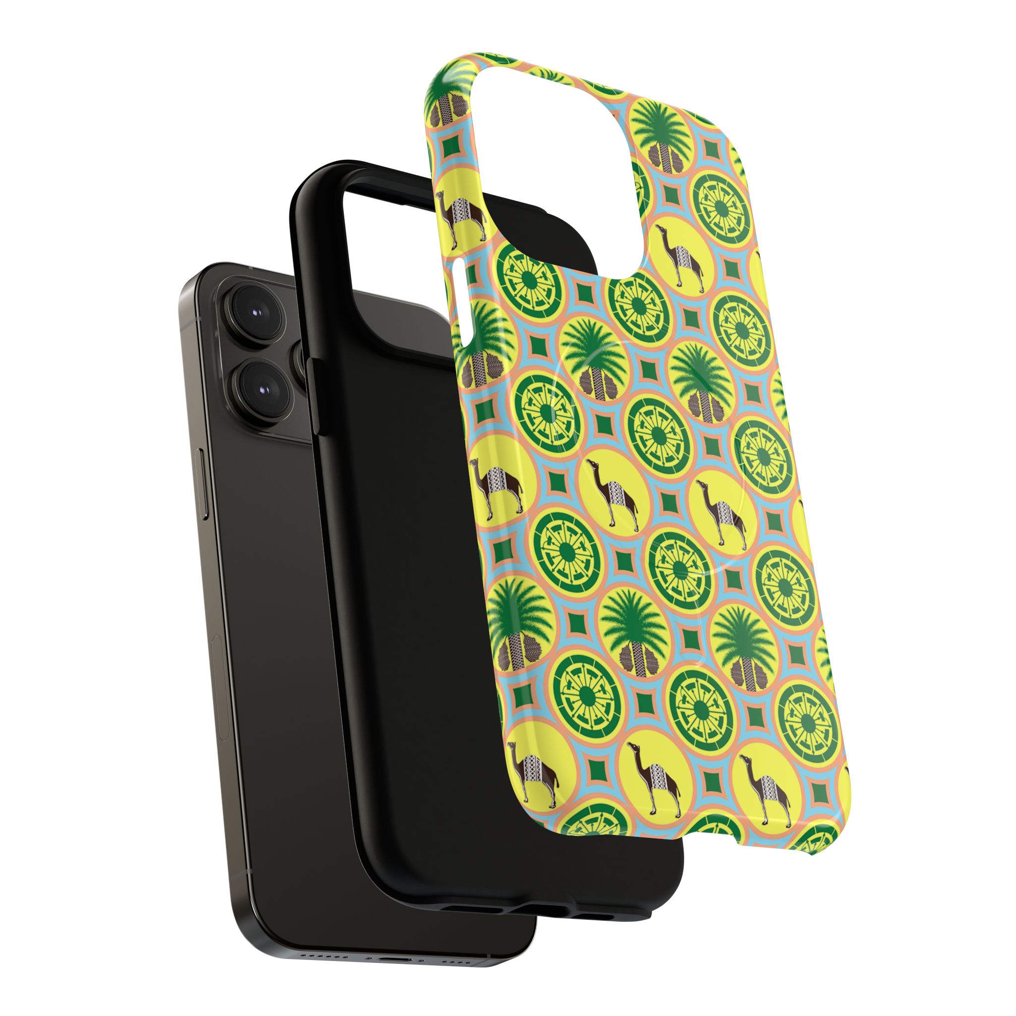 Classic Tent Pattern Tough Magnetic Phone Case — Yellow Green Geometric Protection - 图片 45