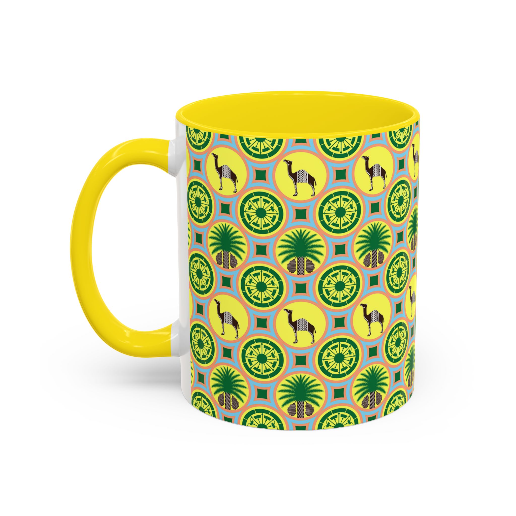 Classic Tent Desert Tile Camel Accent Coffee Mug – Patterned Palm & Medallion Design (11/15 oz) - Image 31